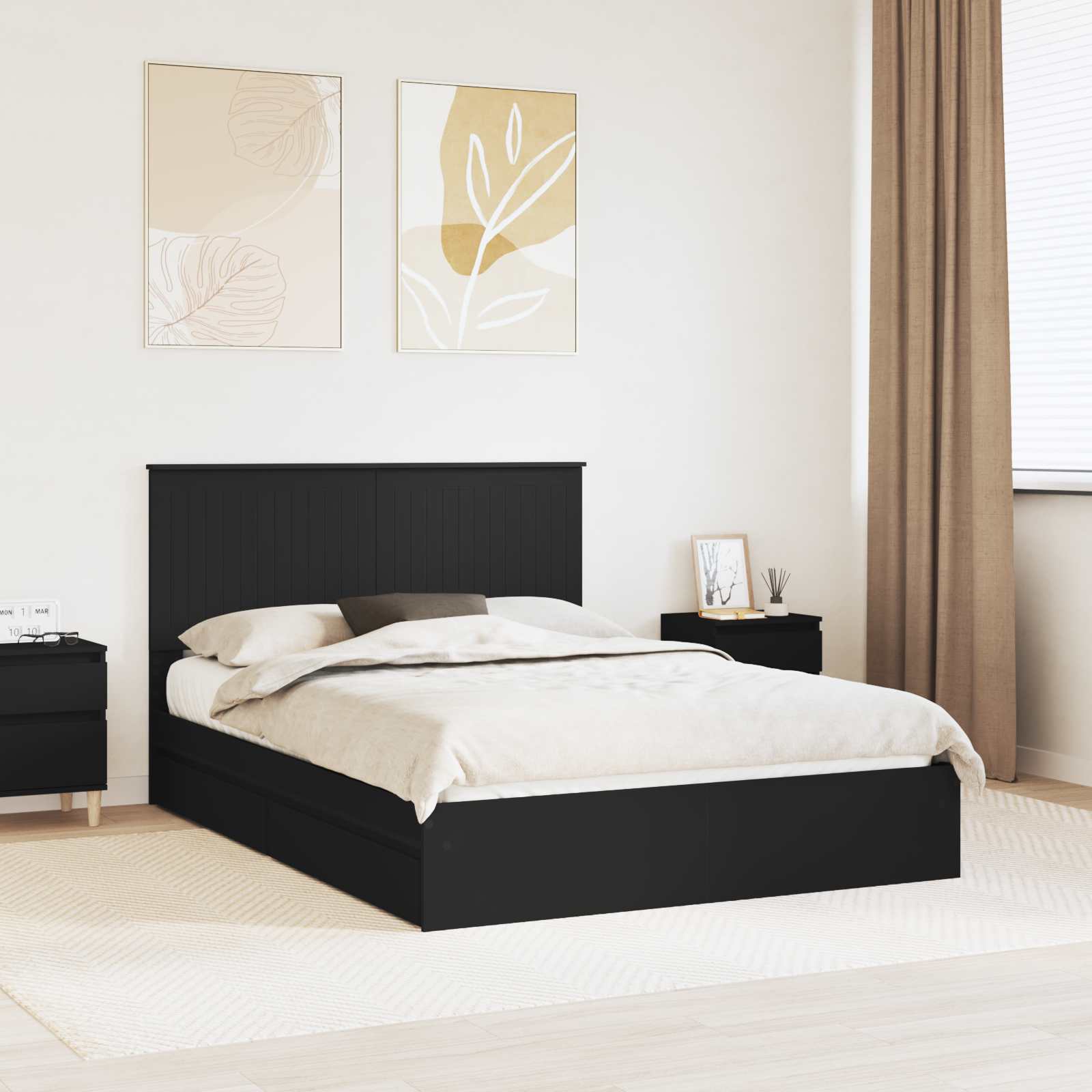 vidaXL Opslag bed met hoofdeinde Wit 200 x 200 cm Bewerkt hout
