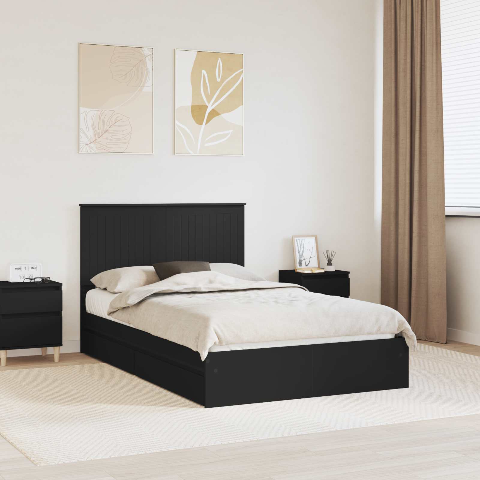vidaXL Opslag bed met hoofdeinde Wit 200 x 200 cm Bewerkt hout