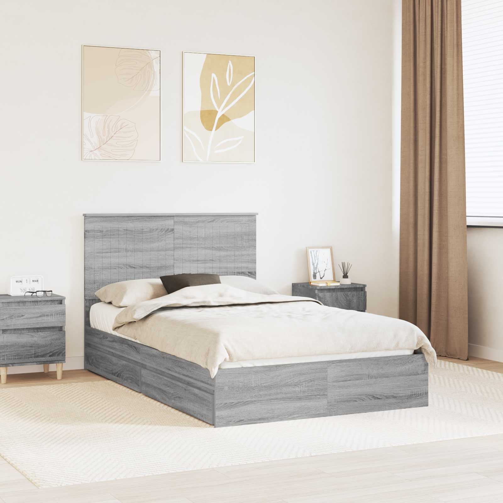 vidaXL Opslag bed met hoofdeinde Wit 200 x 200 cm Bewerkt hout