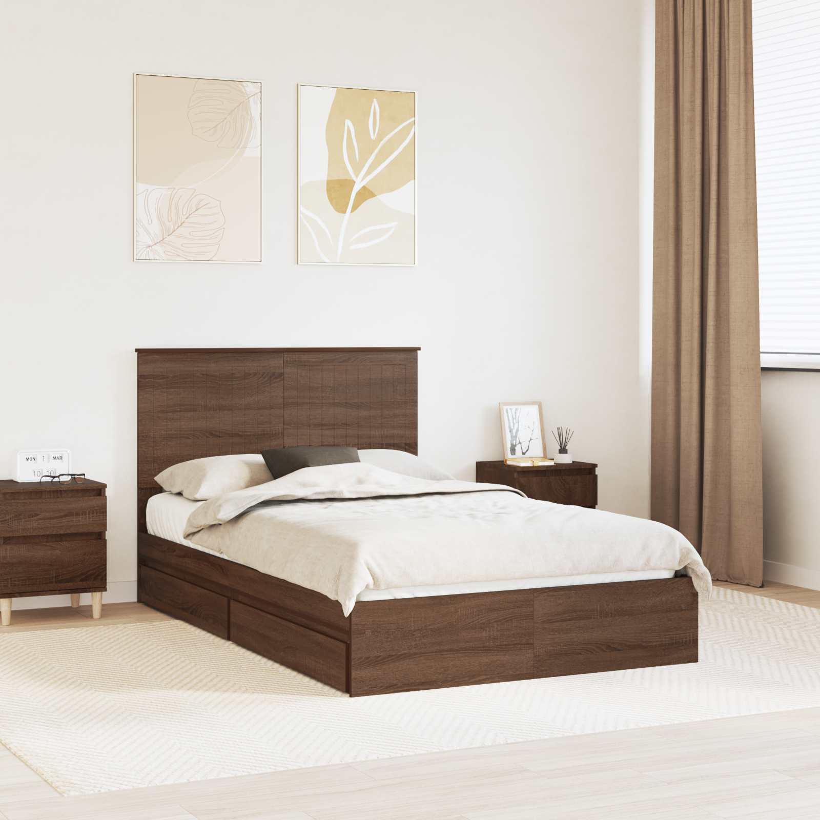 vidaXL Opslag bed met hoofdeinde Wit 200 x 200 cm Bewerkt hout