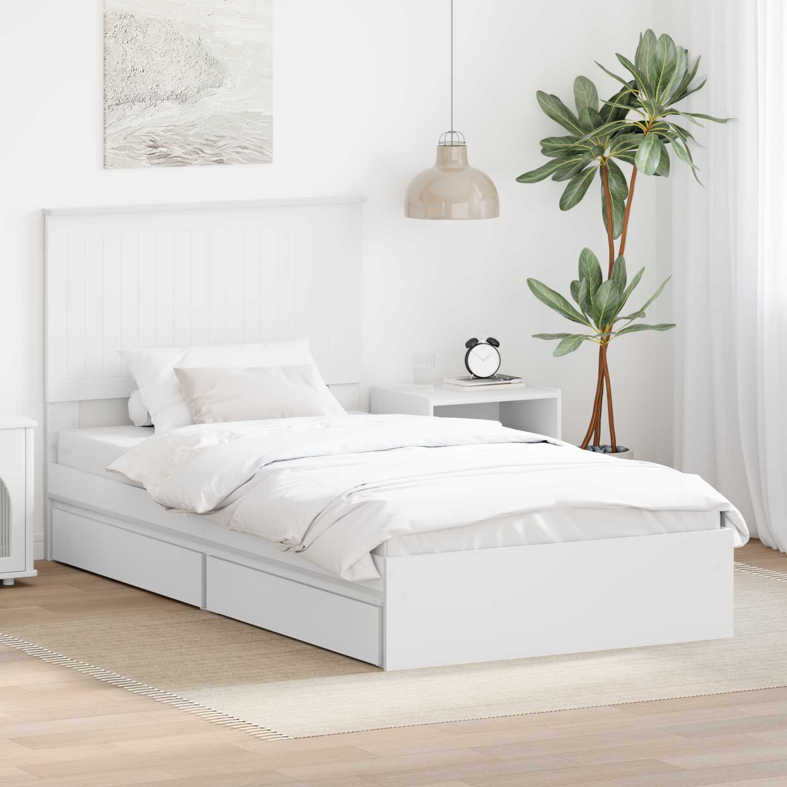 vidaXL Opslag bed met hoofdeinde Wit 200 x 200 cm Bewerkt hout