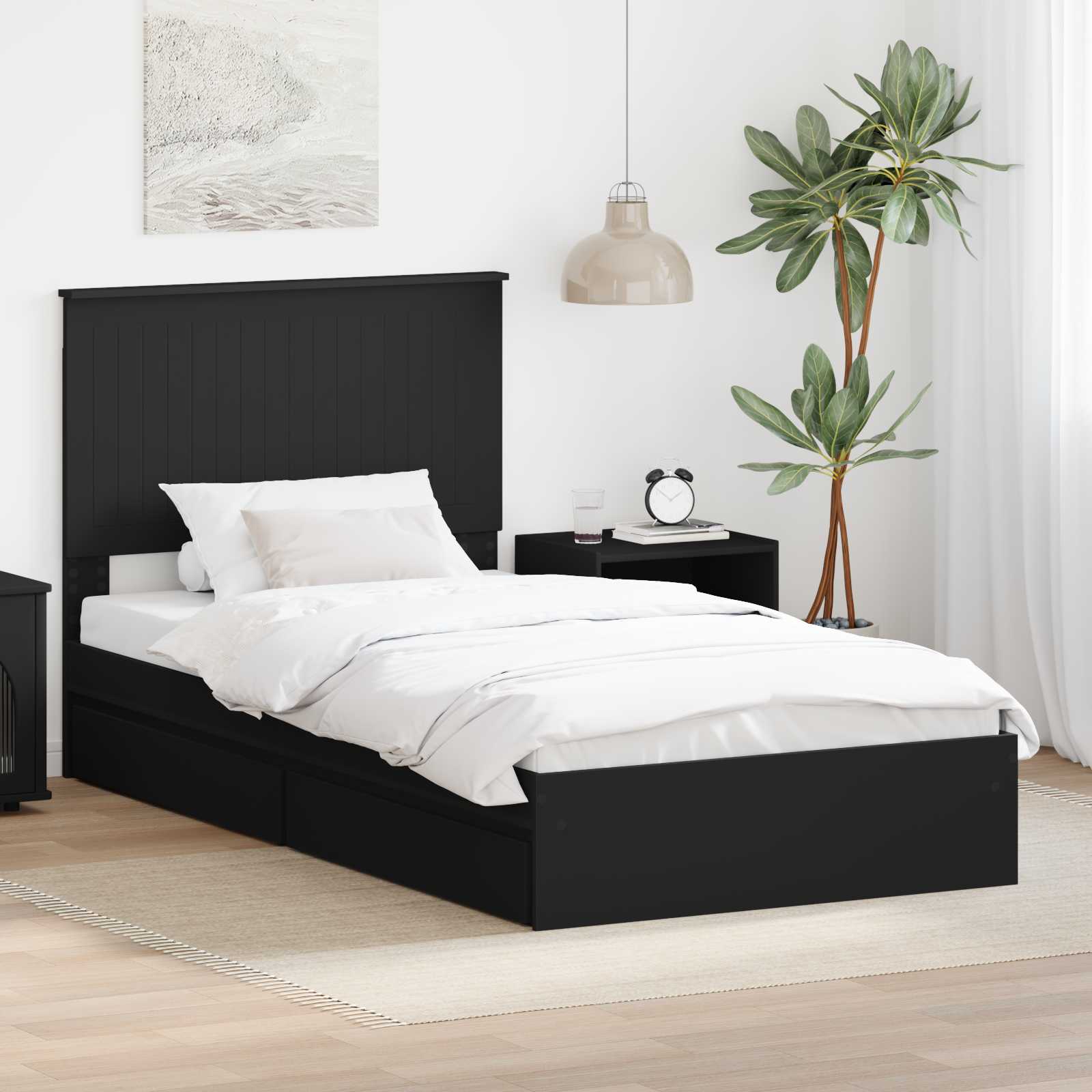vidaXL Opslag bed met hoofdeinde Wit 200 x 200 cm Bewerkt hout