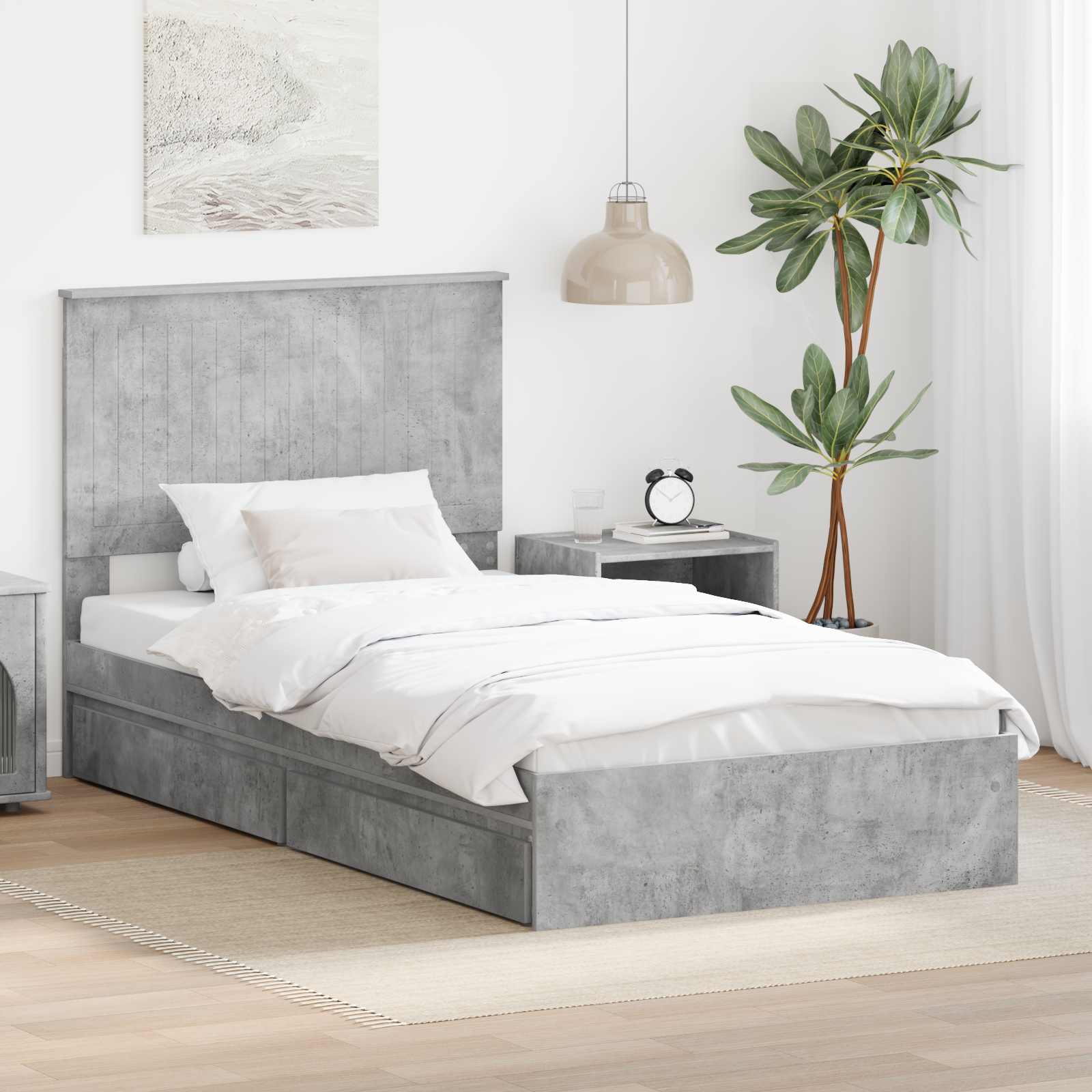 vidaXL Opslag bed met hoofdeinde Wit 200 x 200 cm Bewerkt hout