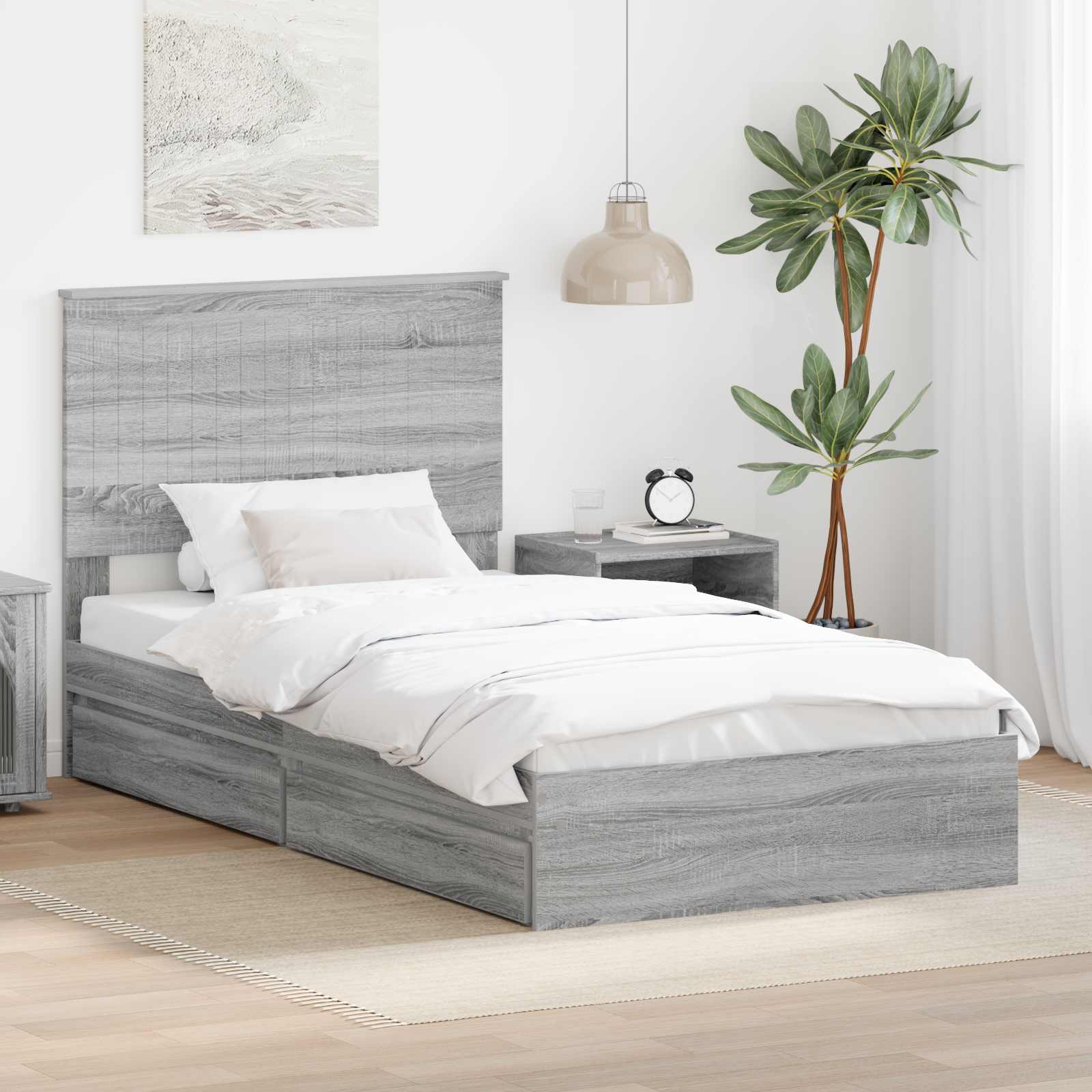 vidaXL Opslag bed met hoofdeinde Wit 200 x 200 cm Bewerkt hout