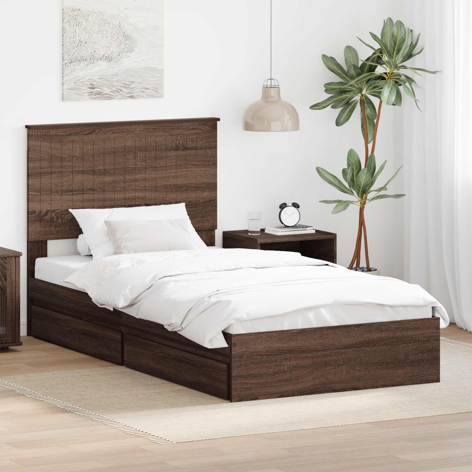 vidaXL Opslag bed met hoofdeinde Wit 200 x 200 cm Bewerkt hout