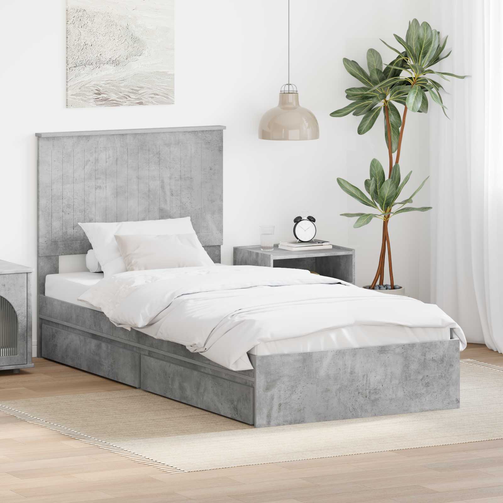vidaXL Opslag bed met hoofdeinde Wit 200 x 200 cm Bewerkt hout