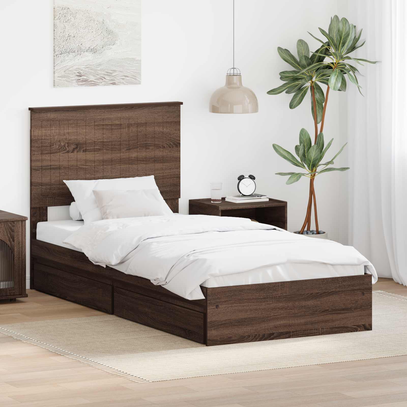 vidaXL Opslag bed met hoofdeinde Wit 200 x 200 cm Bewerkt hout