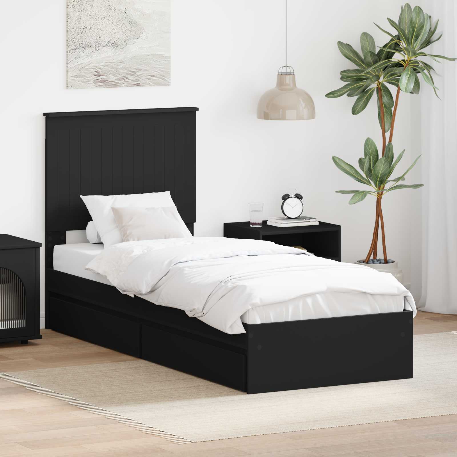 vidaXL Opslag bed met hoofdeinde Wit 200 x 200 cm Bewerkt hout
