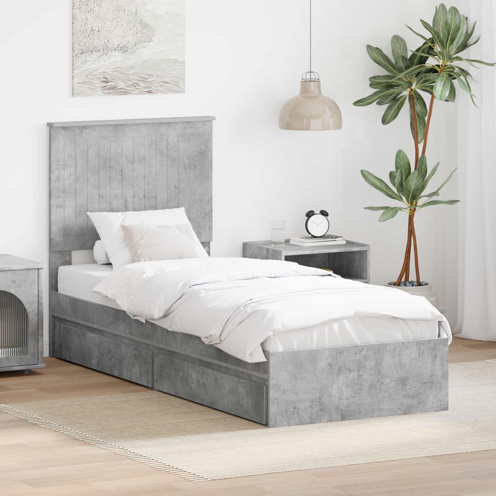 vidaXL Opslag bed met hoofdeinde Wit 200 x 200 cm Bewerkt hout