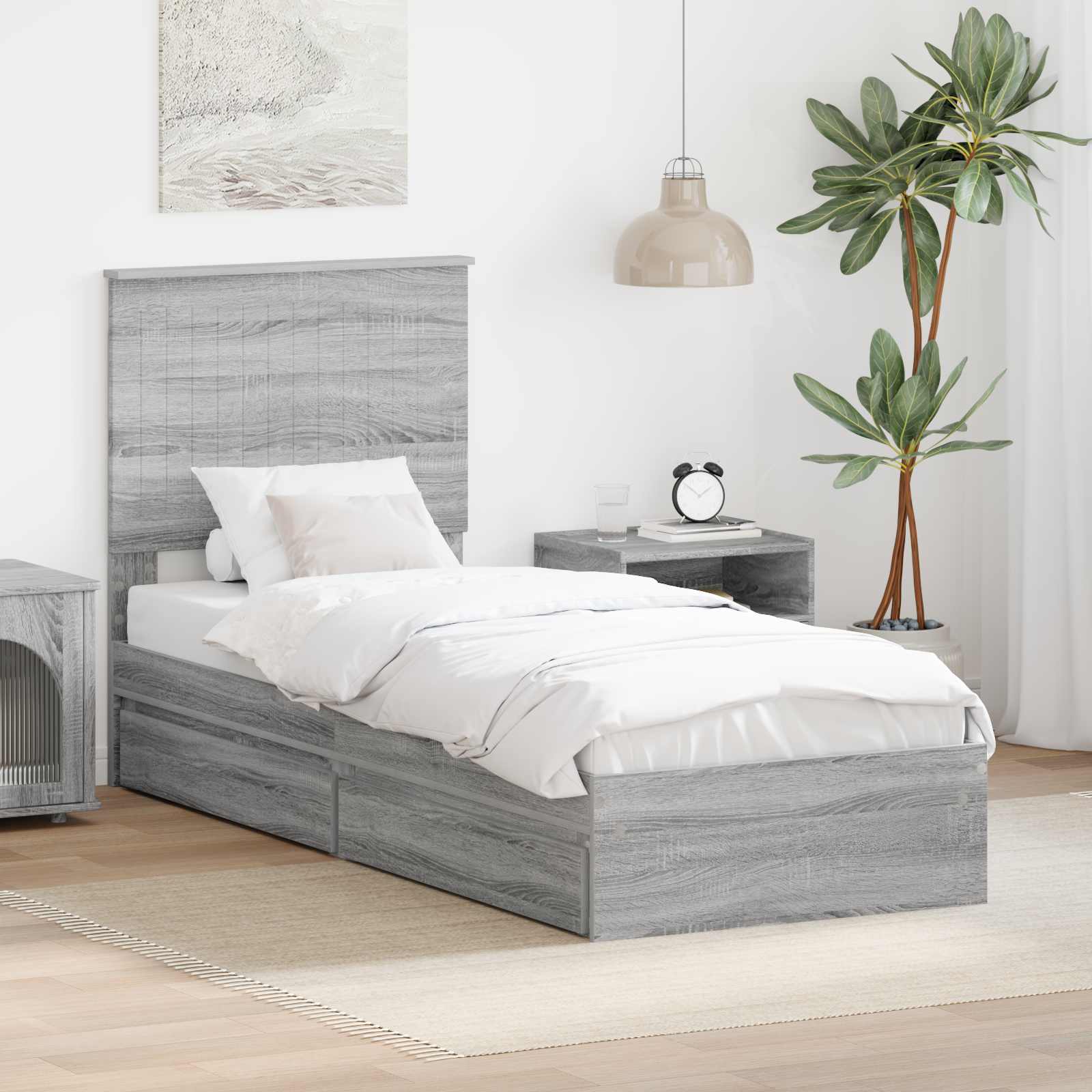 vidaXL Opslag bed met hoofdeinde Wit 200 x 200 cm Bewerkt hout