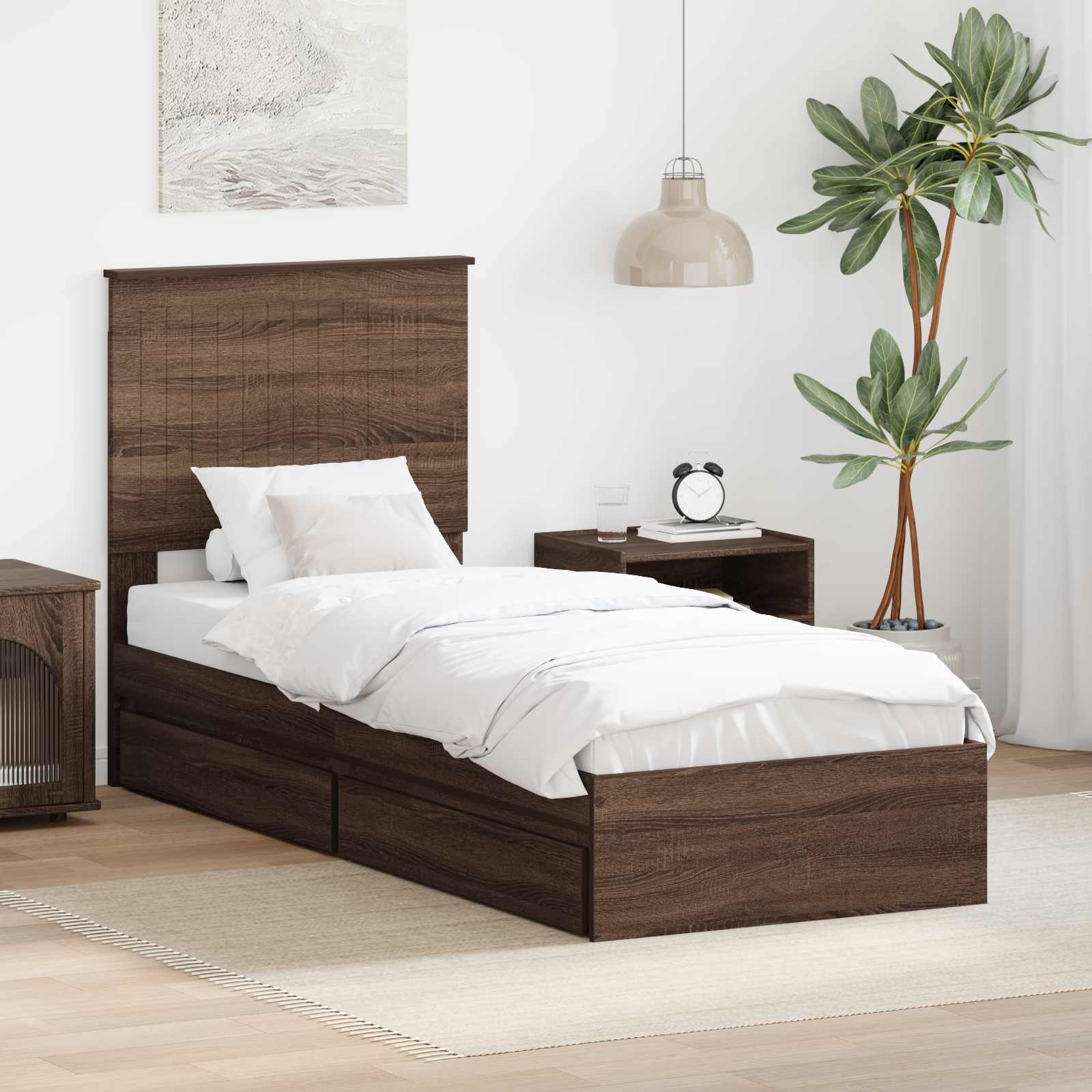 vidaXL Opslag bed met hoofdeinde Wit 200 x 200 cm Bewerkt hout