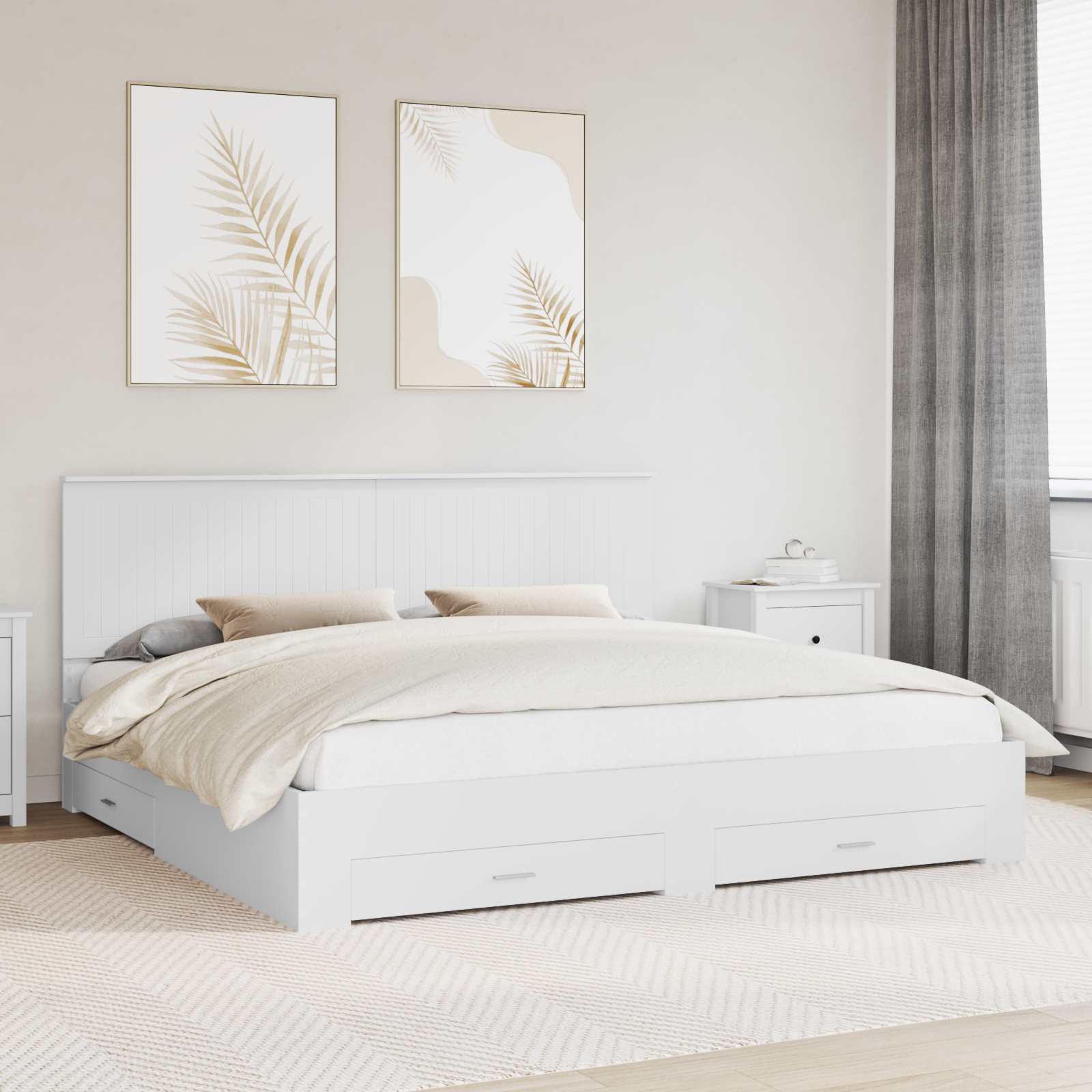 vidaXL Bedframe met lade Zwart en Zilver 200 x 200 cm Bewerkt hout