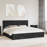 vidaXL Bedframe met lade Zwart en Zilver 200 x 200 cm Bewerkt hout