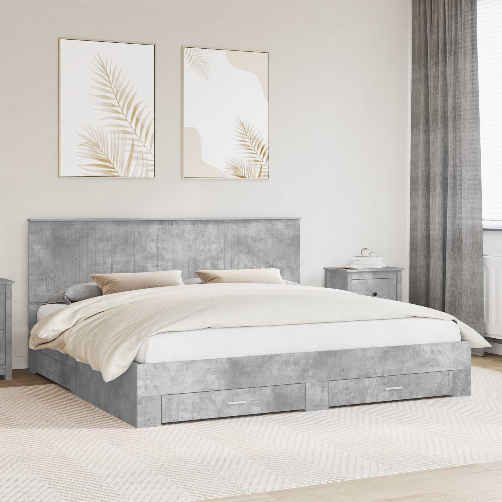 vidaXL Bedframe met lade Zwart en Zilver 200 x 200 cm Bewerkt hout