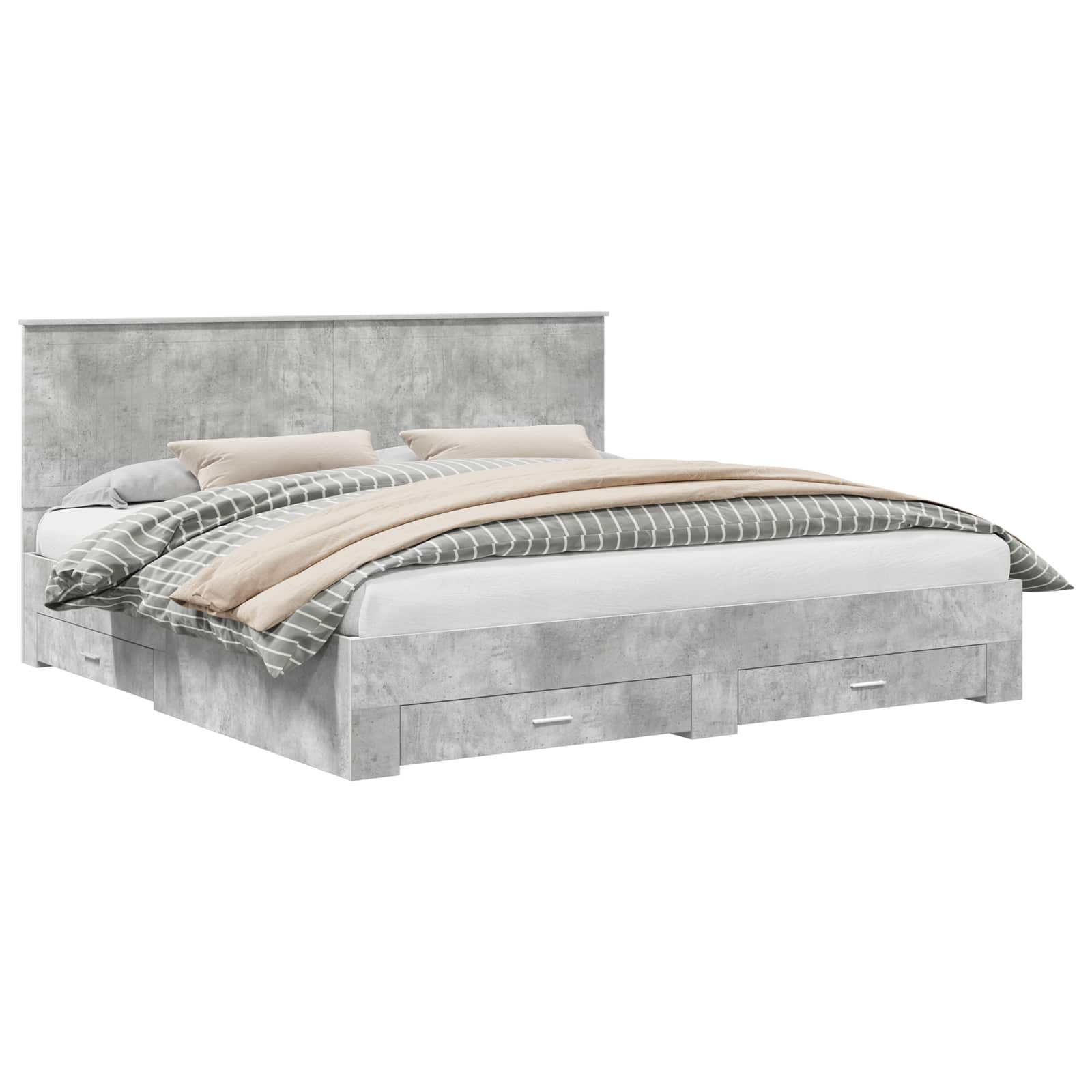 vidaXL Bedframe met lade Zwart en Zilver 200 x 200 cm Bewerkt hout