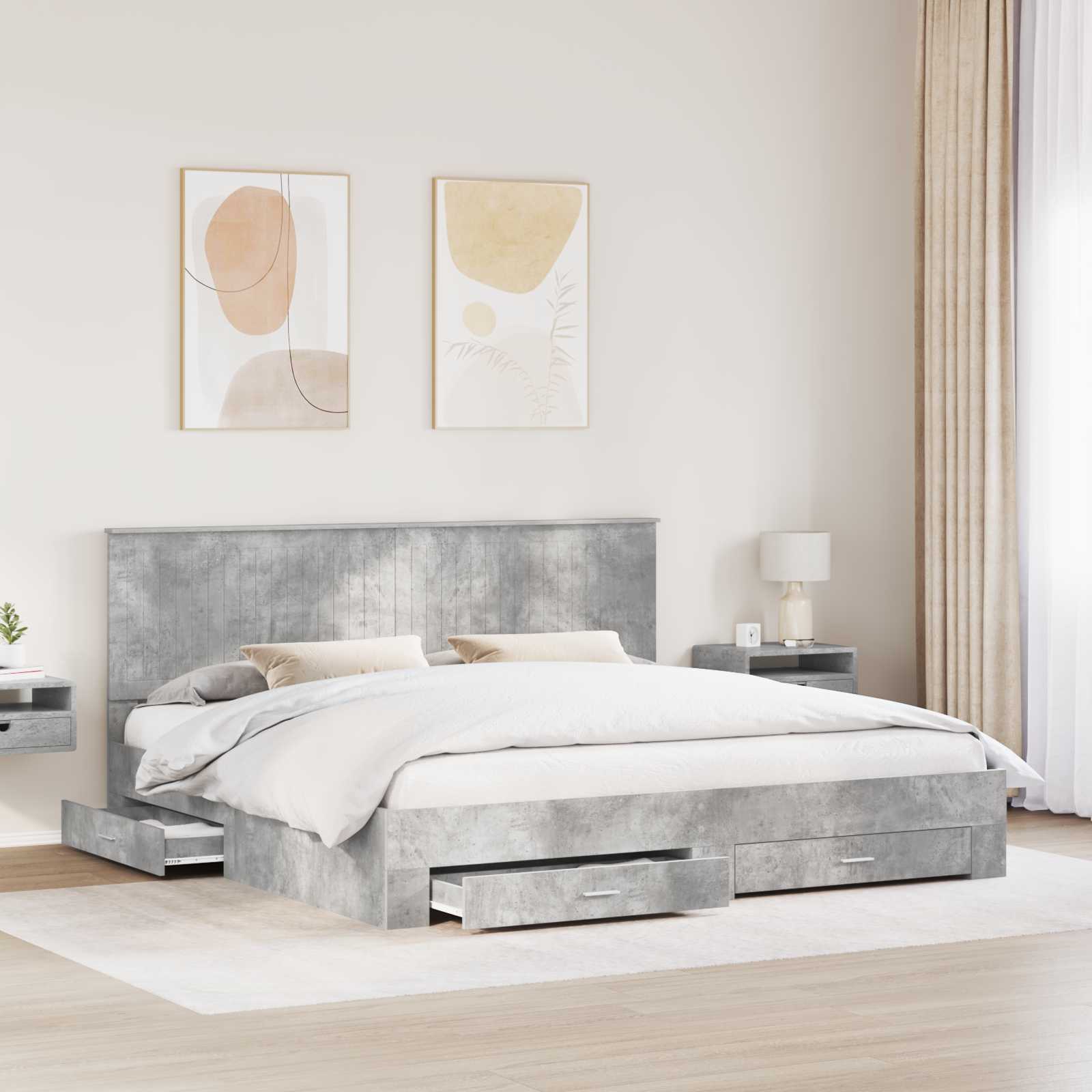 vidaXL Bedframe met lade Zwart en Zilver 200 x 200 cm Bewerkt hout