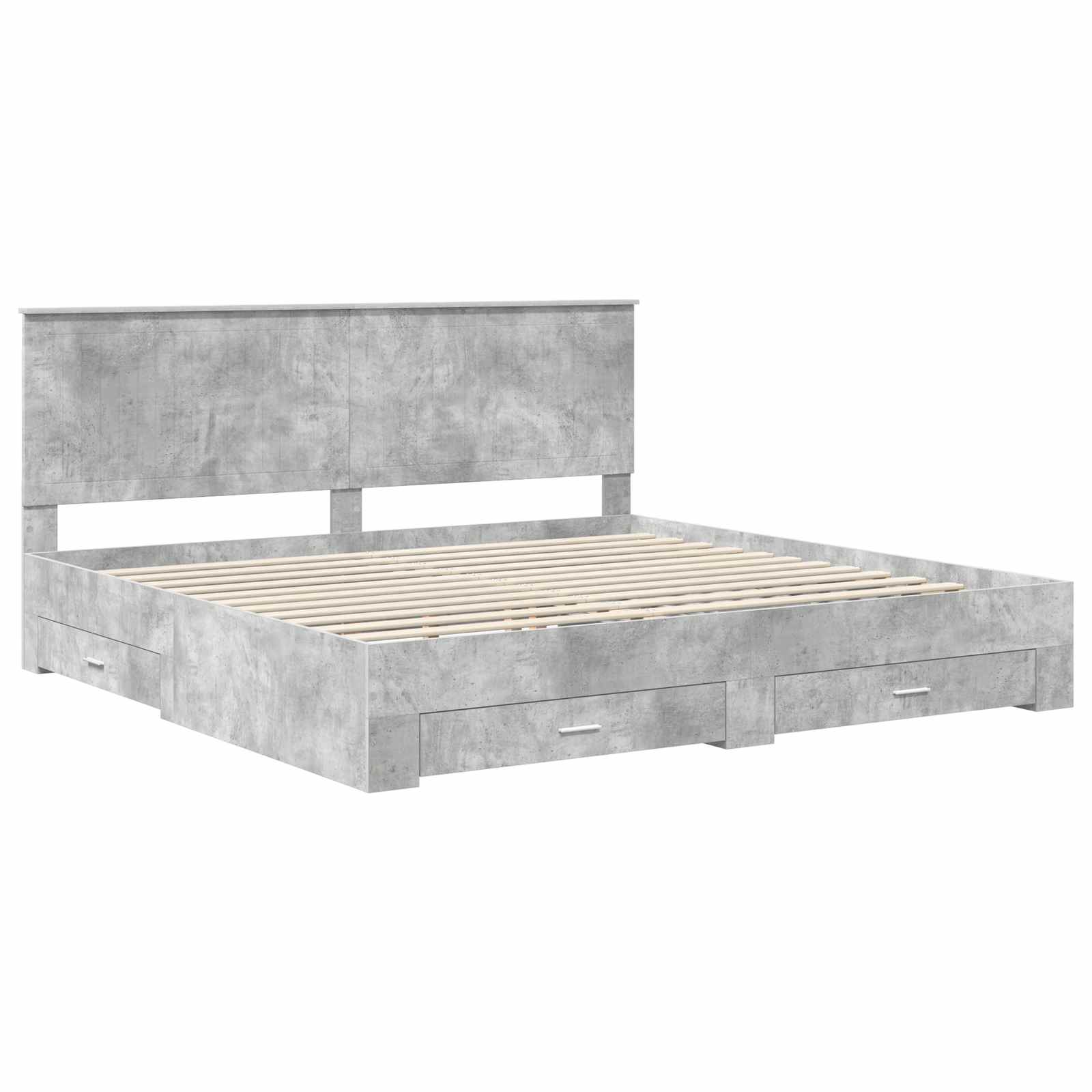 vidaXL Bedframe met lade Zwart en Zilver 200 x 200 cm Bewerkt hout