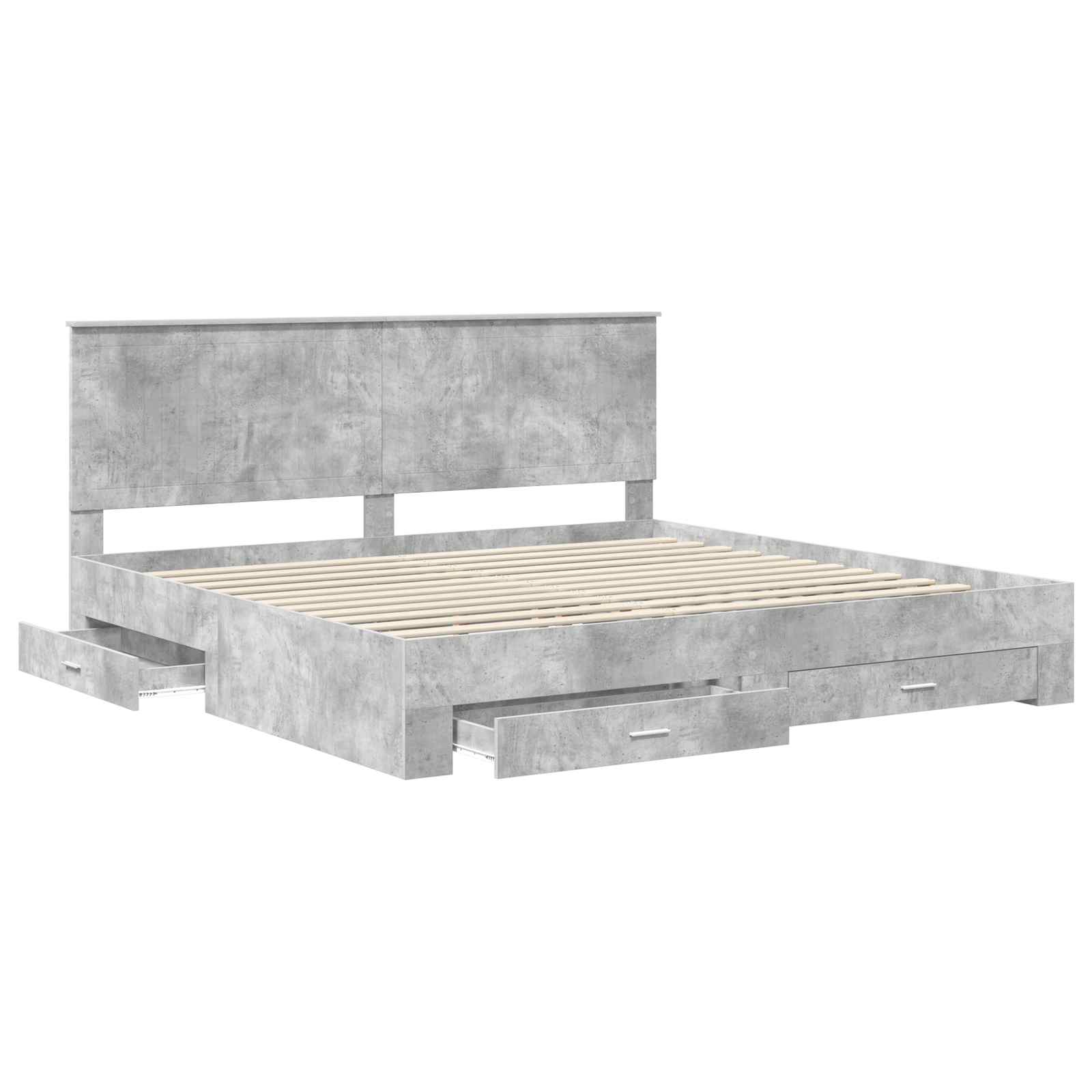 vidaXL Bedframe met lade Zwart en Zilver 200 x 200 cm Bewerkt hout