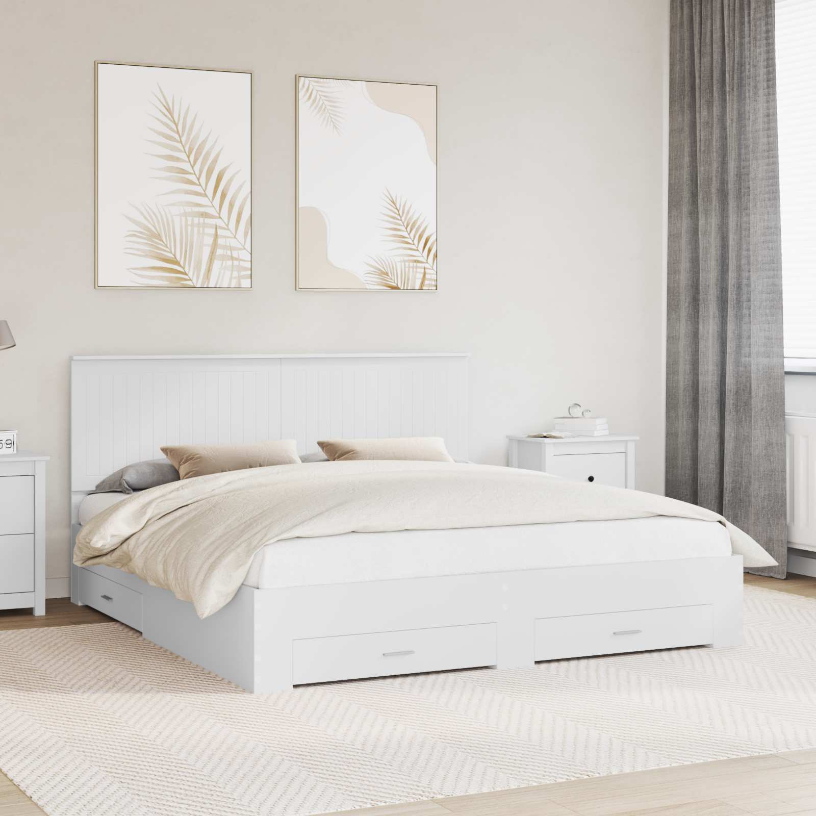 vidaXL Bedframe met lade Zwart en Zilver 200 x 200 cm Bewerkt hout