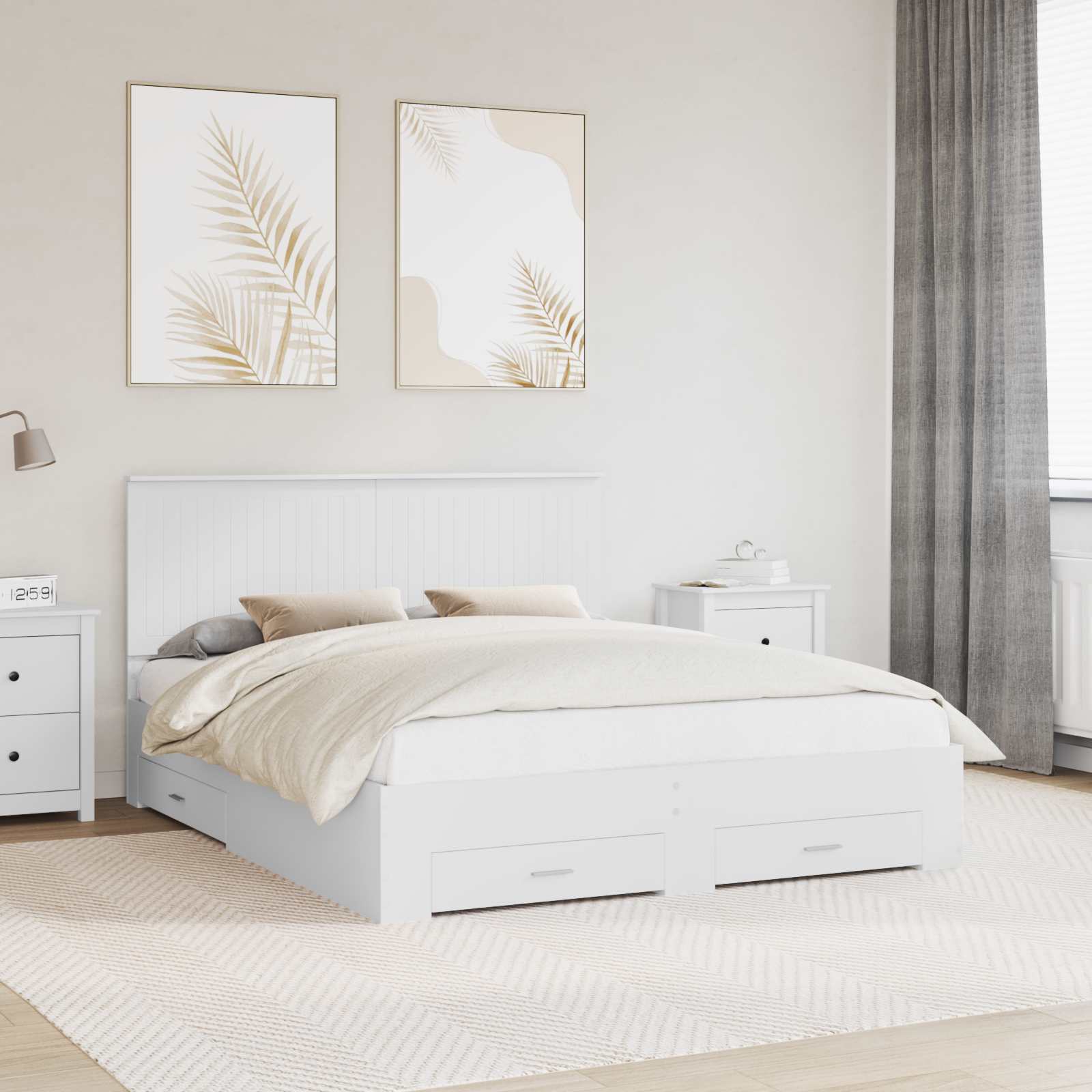 vidaXL Bedframe met lade Zwart en Zilver 200 x 200 cm Bewerkt hout
