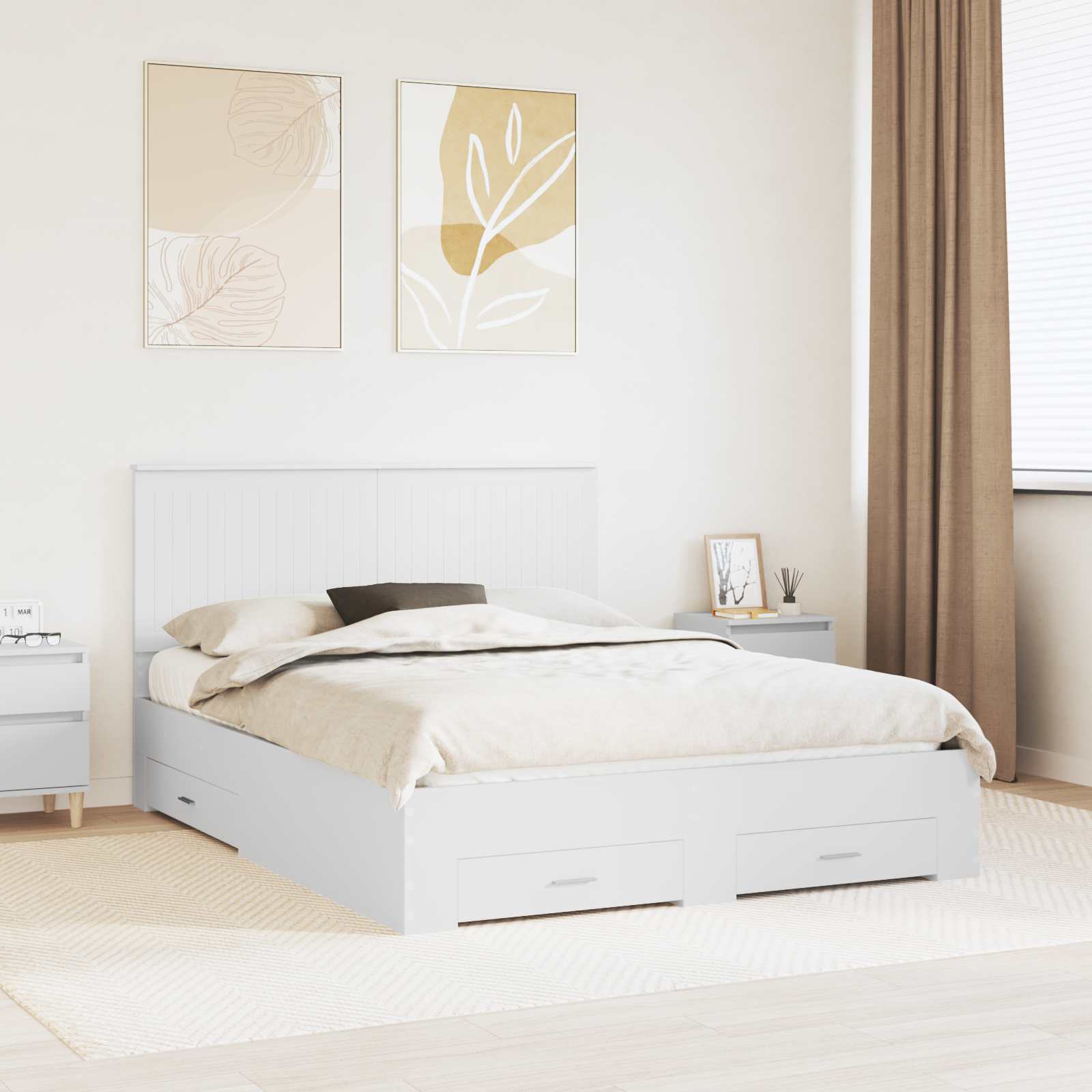 vidaXL Bedframe met lade Zwart en Zilver 200 x 200 cm Bewerkt hout