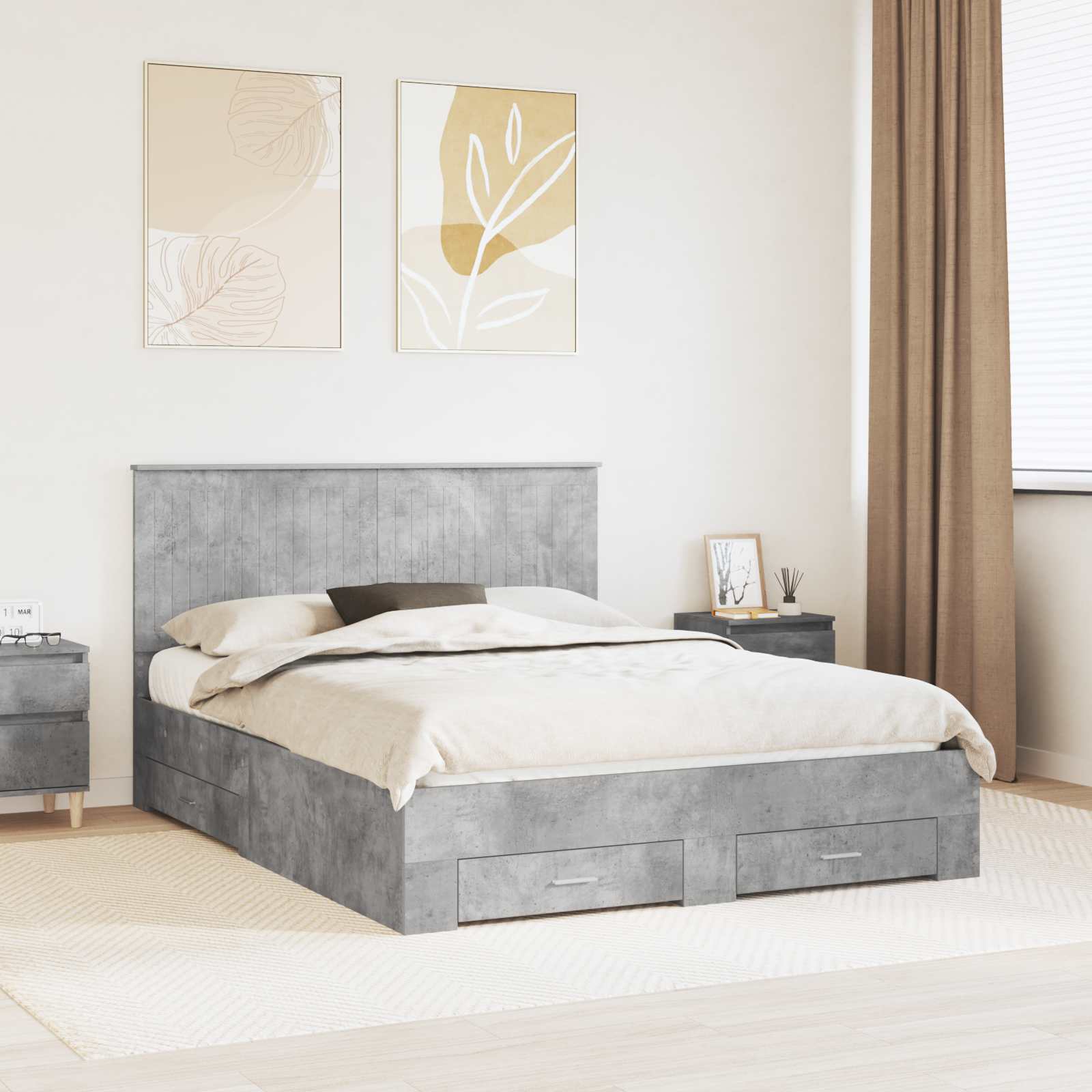 vidaXL Bedframe met lade Zwart en Zilver 200 x 200 cm Bewerkt hout