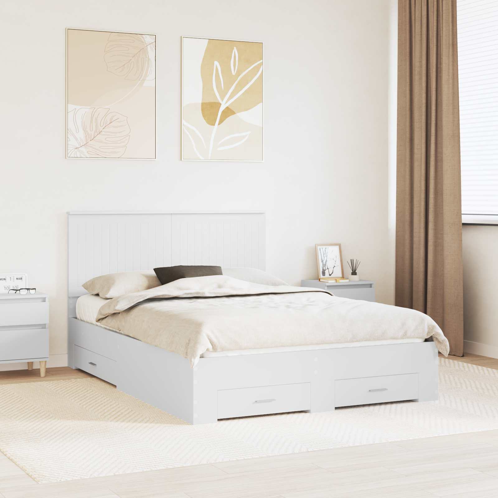 vidaXL Bedframe met lade Zwart en Zilver 200 x 200 cm Bewerkt hout