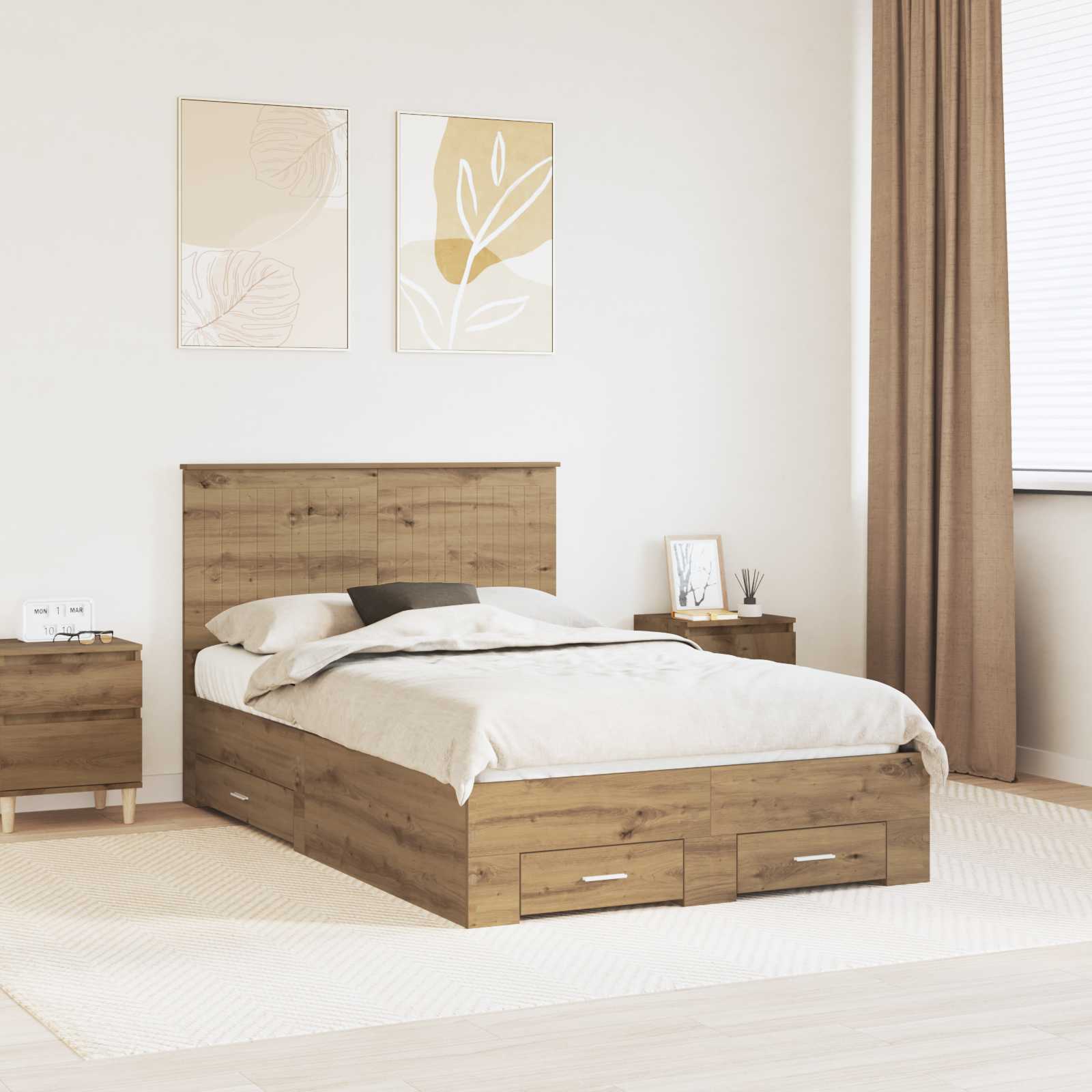 vidaXL Bedframe met lade Zwart en Zilver 200 x 200 cm Bewerkt hout
