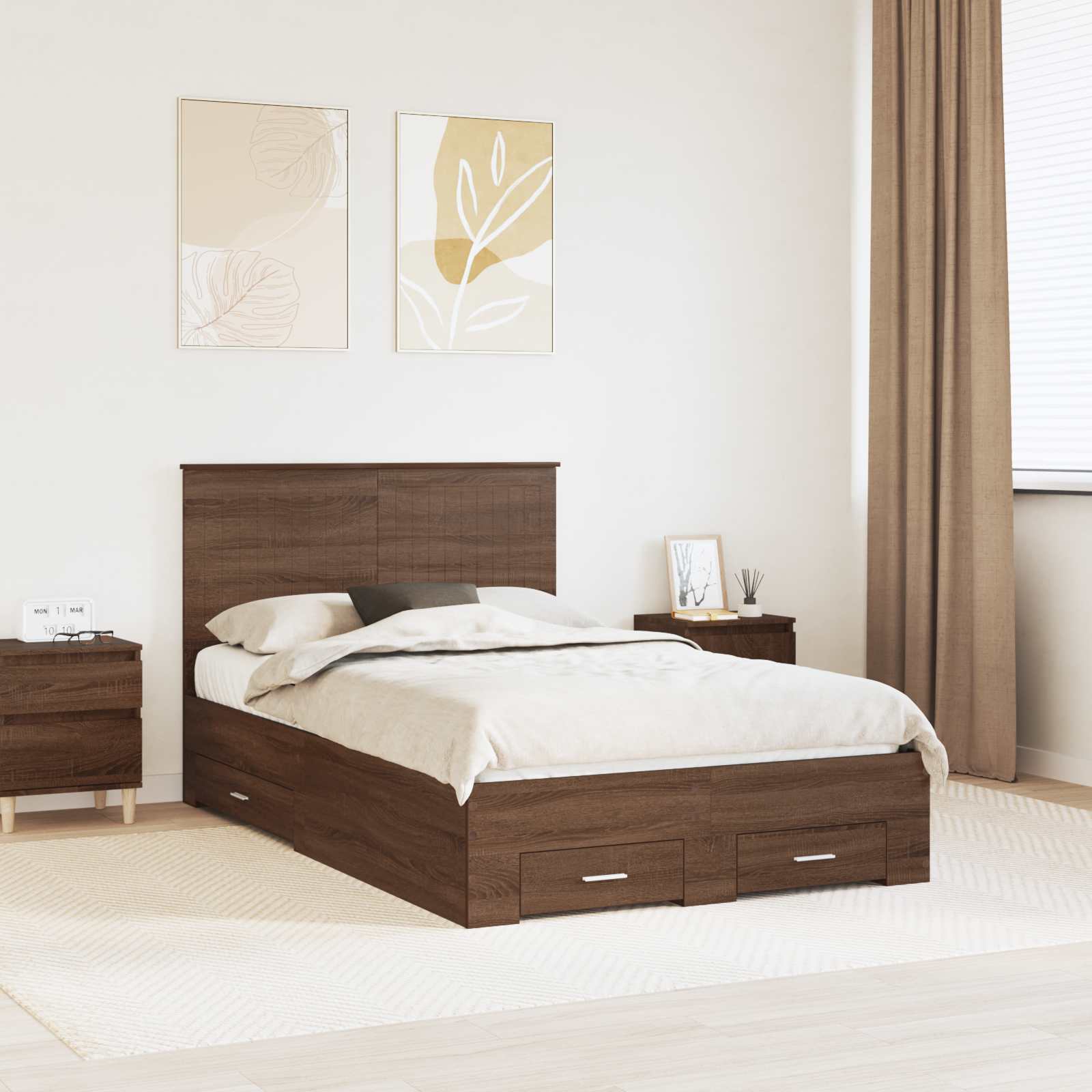 vidaXL Bedframe met lade Zwart en Zilver 200 x 200 cm Bewerkt hout