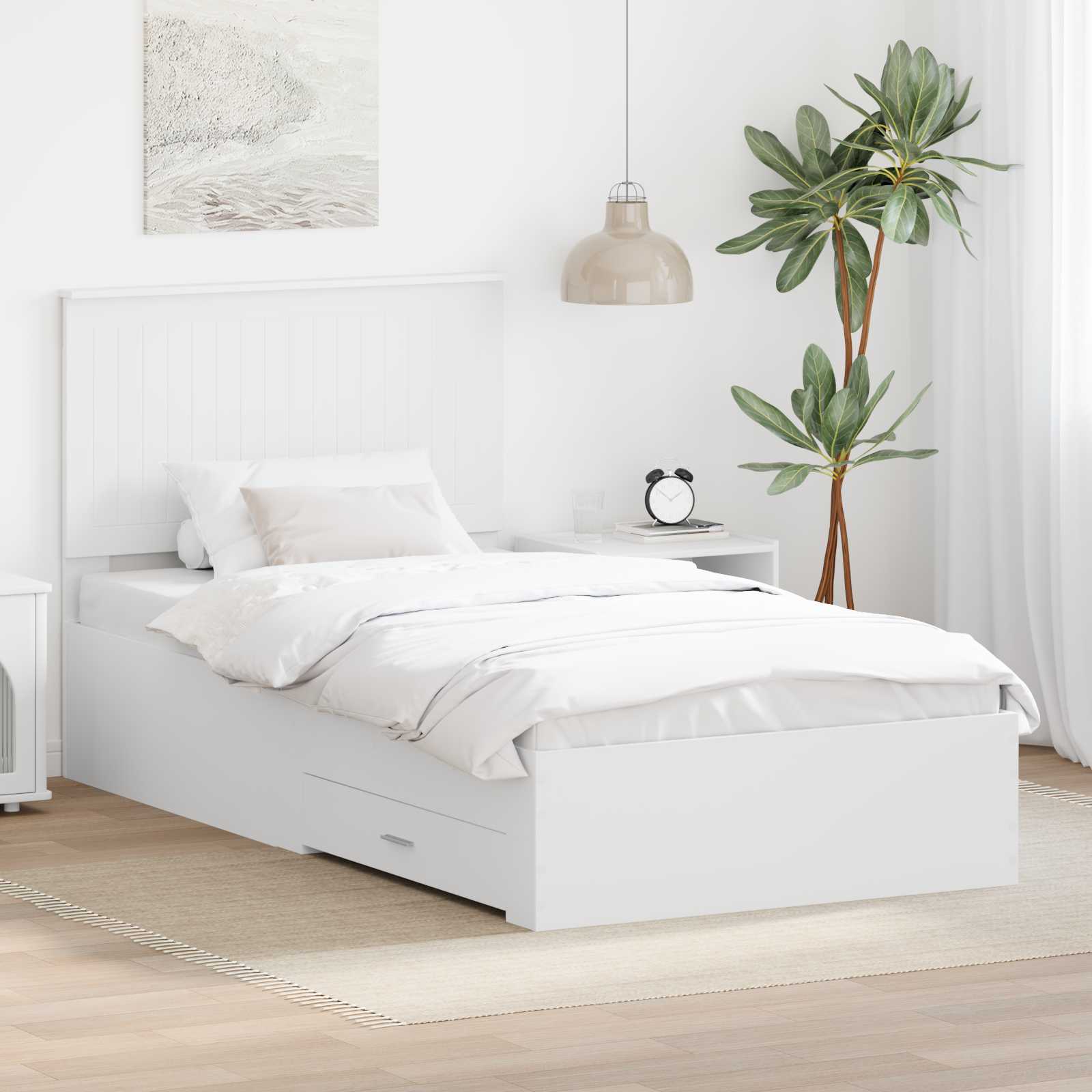 vidaXL Bedframe met lade Zwart en Zilver 200 x 200 cm Bewerkt hout