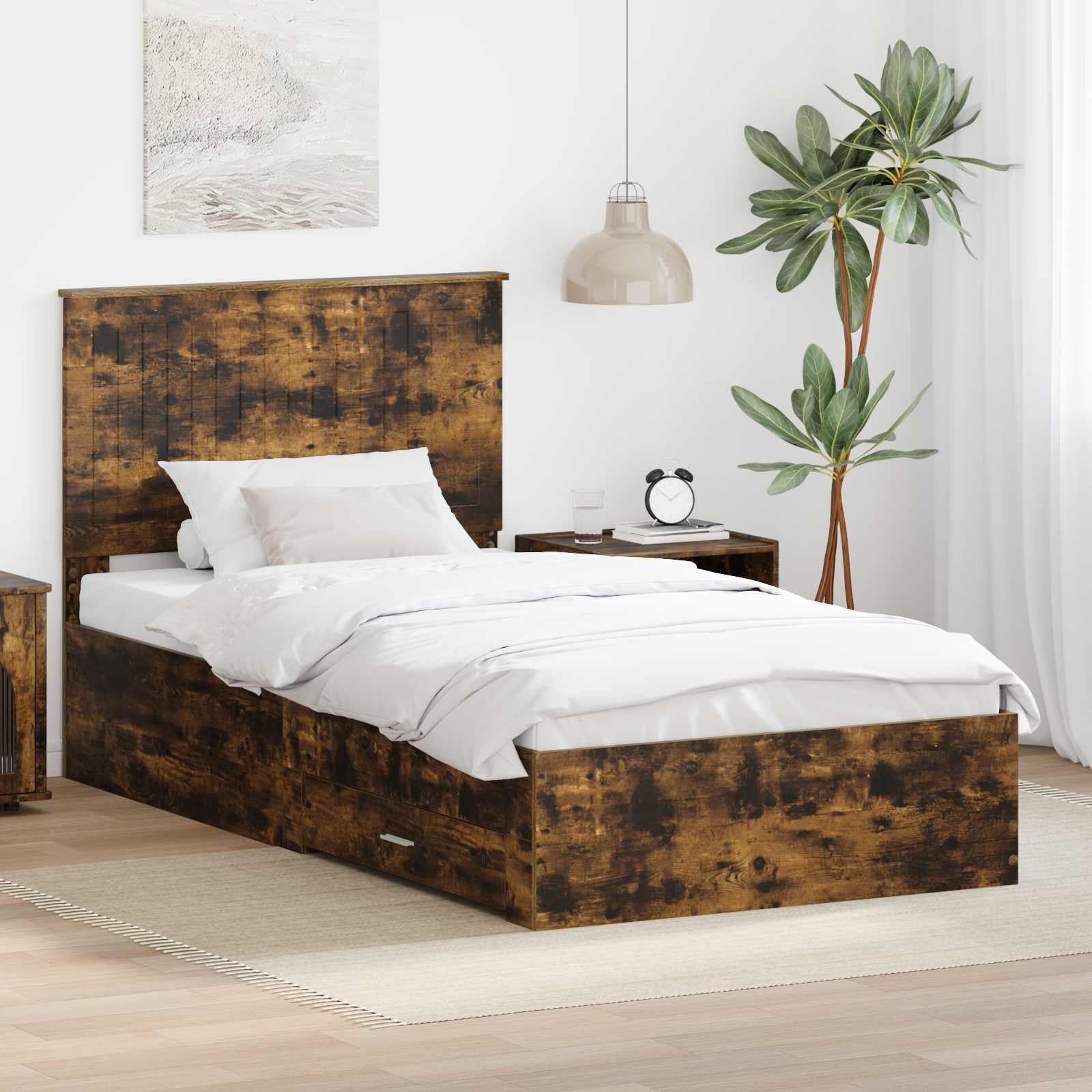 vidaXL Bedframe met lade Zwart en Zilver 200 x 200 cm Bewerkt hout