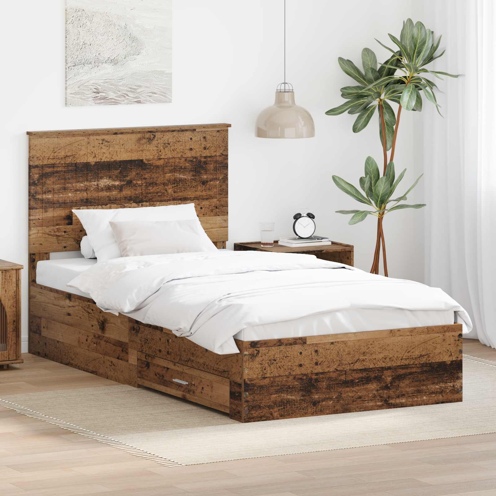 vidaXL Bedframe met lade Zwart en Zilver 200 x 200 cm Bewerkt hout
