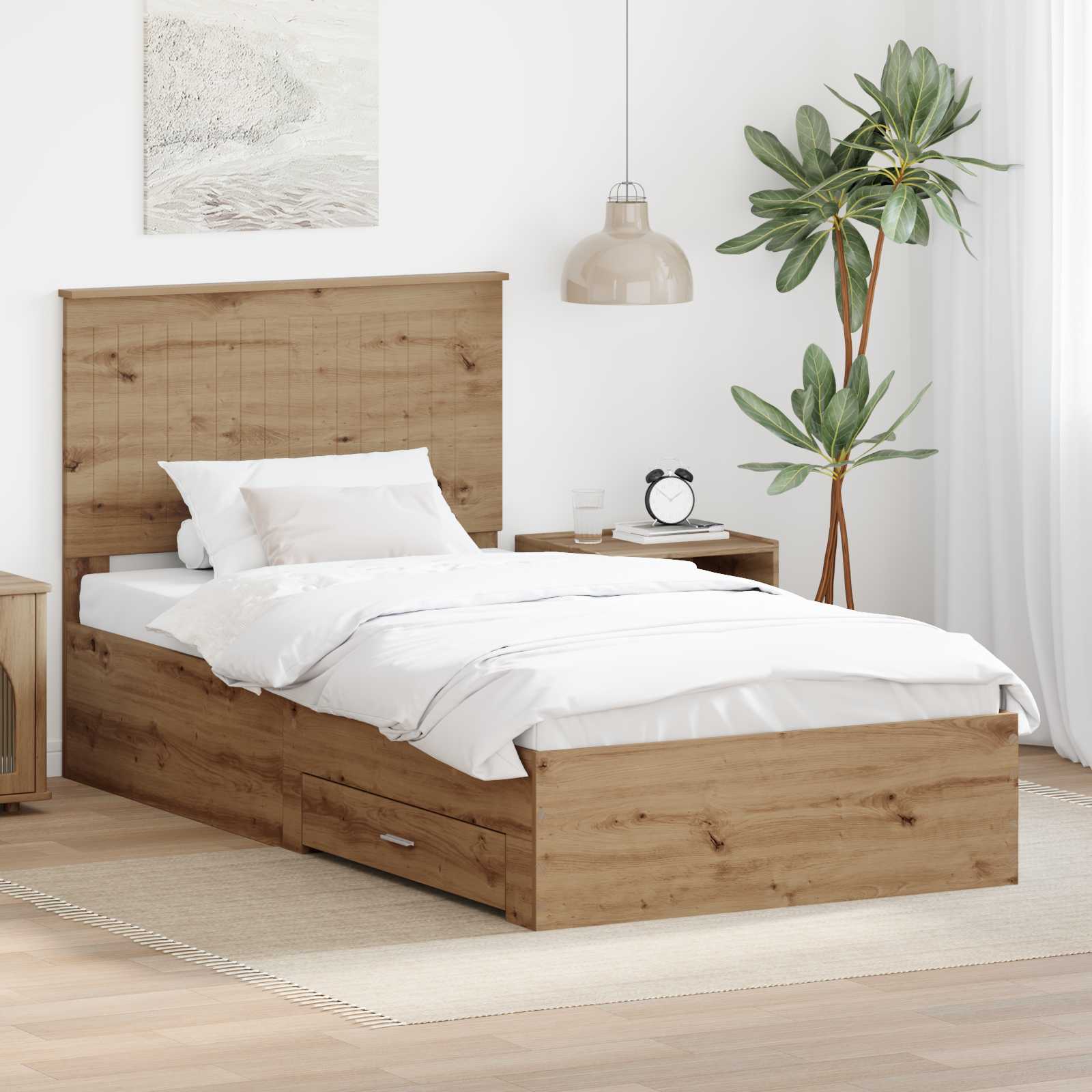 vidaXL Bedframe met lade Zwart en Zilver 200 x 200 cm Bewerkt hout