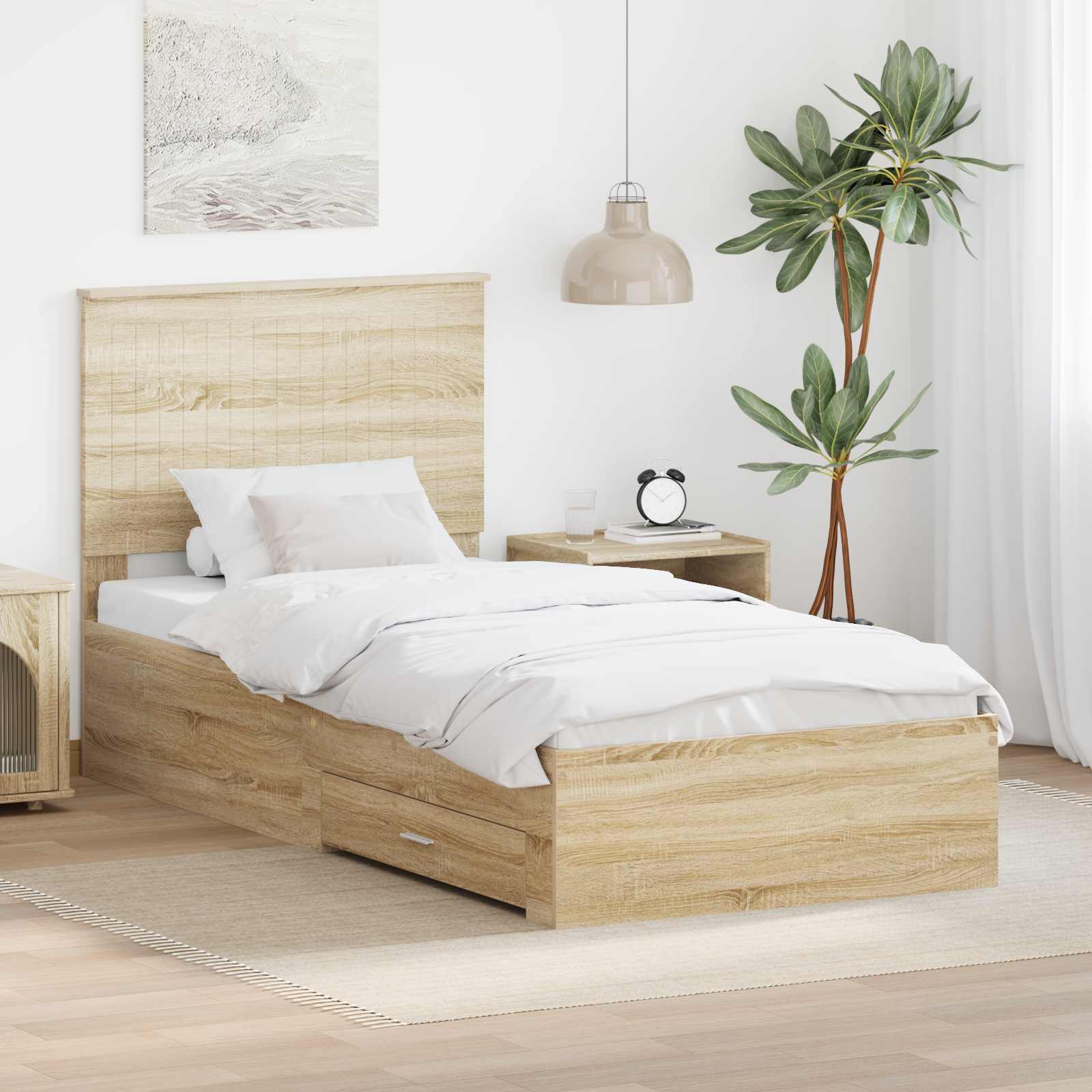 vidaXL Bedframe met lade Zwart en Zilver 200 x 200 cm Bewerkt hout
