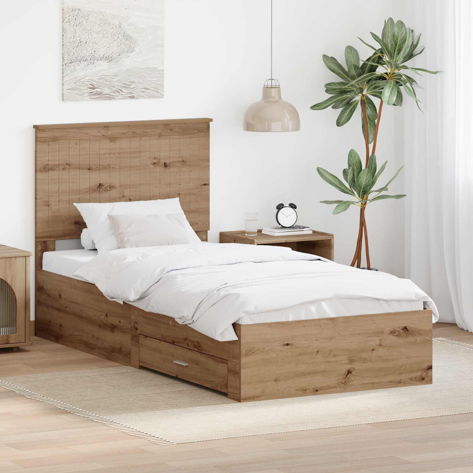 vidaXL Bedframe met lade Zwart en Zilver 200 x 200 cm Bewerkt hout
