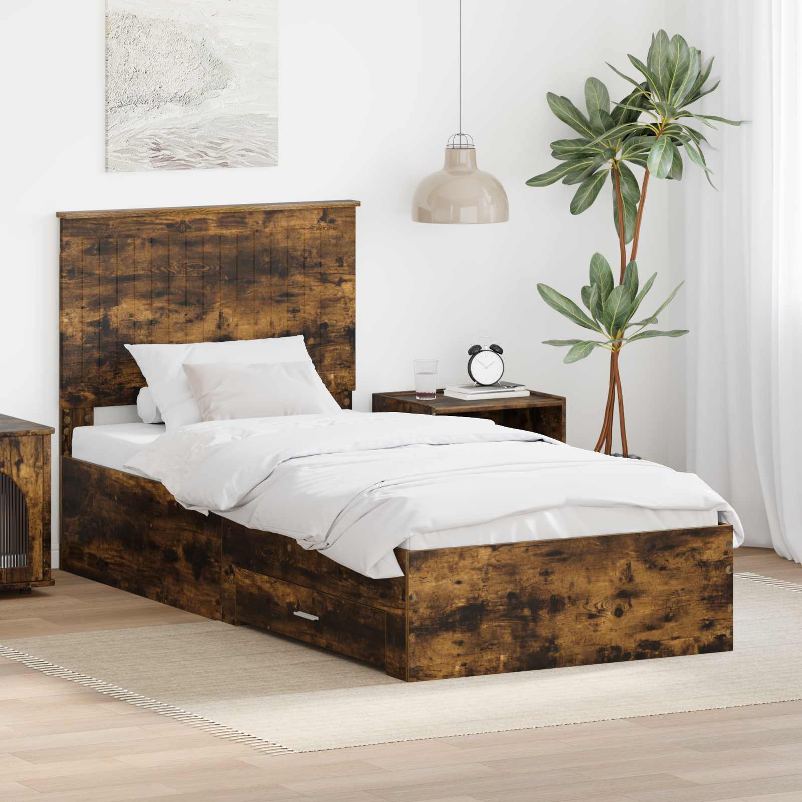 vidaXL Bedframe met lade Zwart en Zilver 200 x 200 cm Bewerkt hout