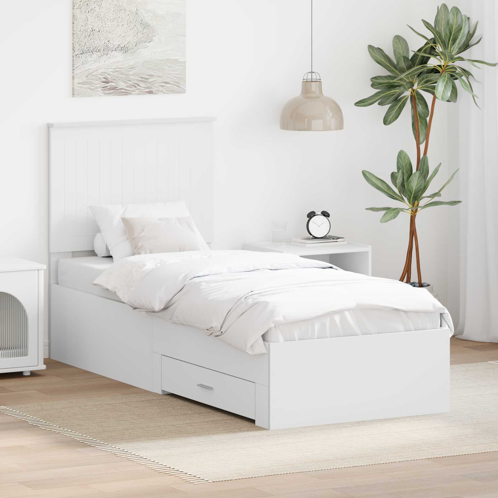vidaXL Bedframe met lade Zwart en Zilver 200 x 200 cm Bewerkt hout