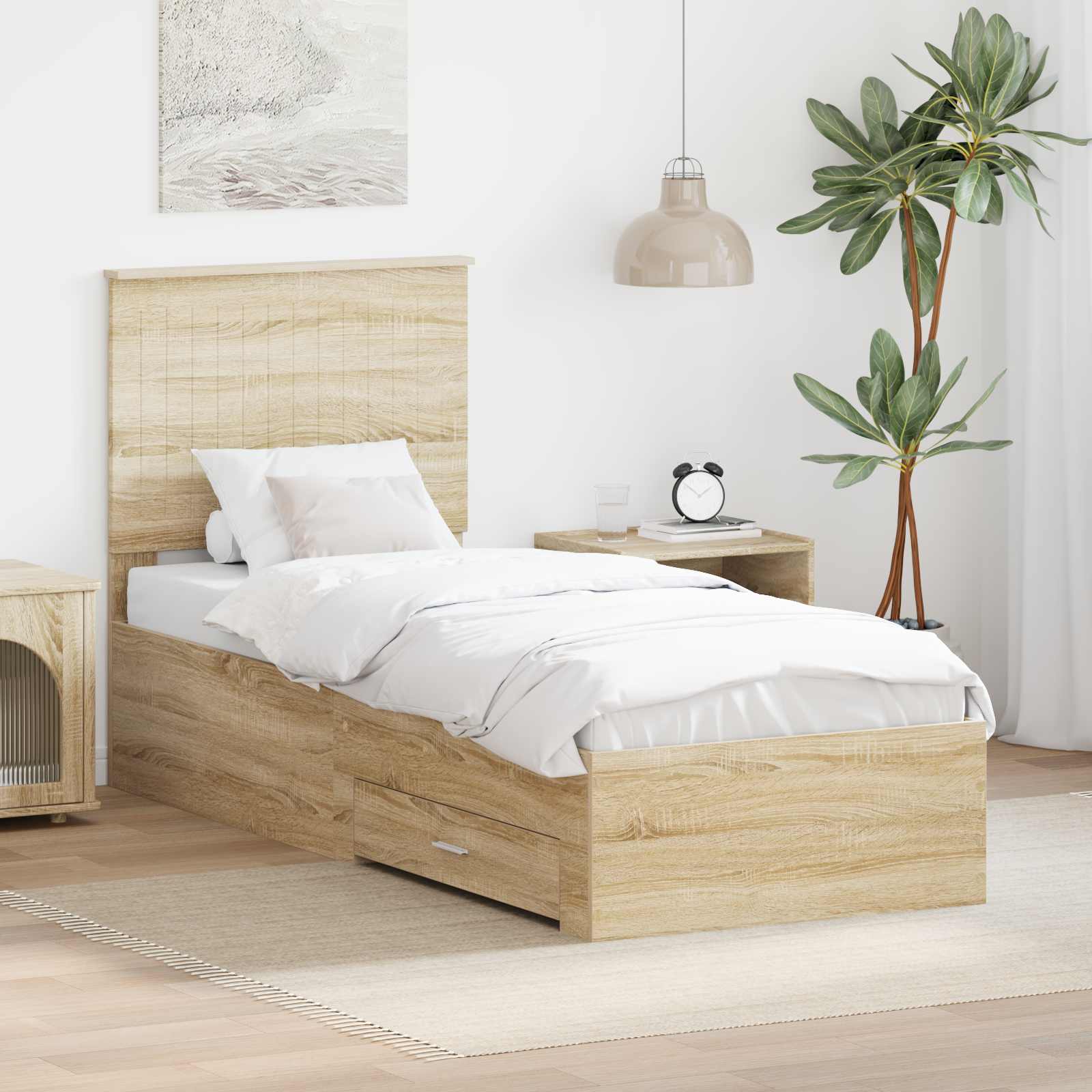 vidaXL Bedframe met lade Zwart en Zilver 200 x 200 cm Bewerkt hout