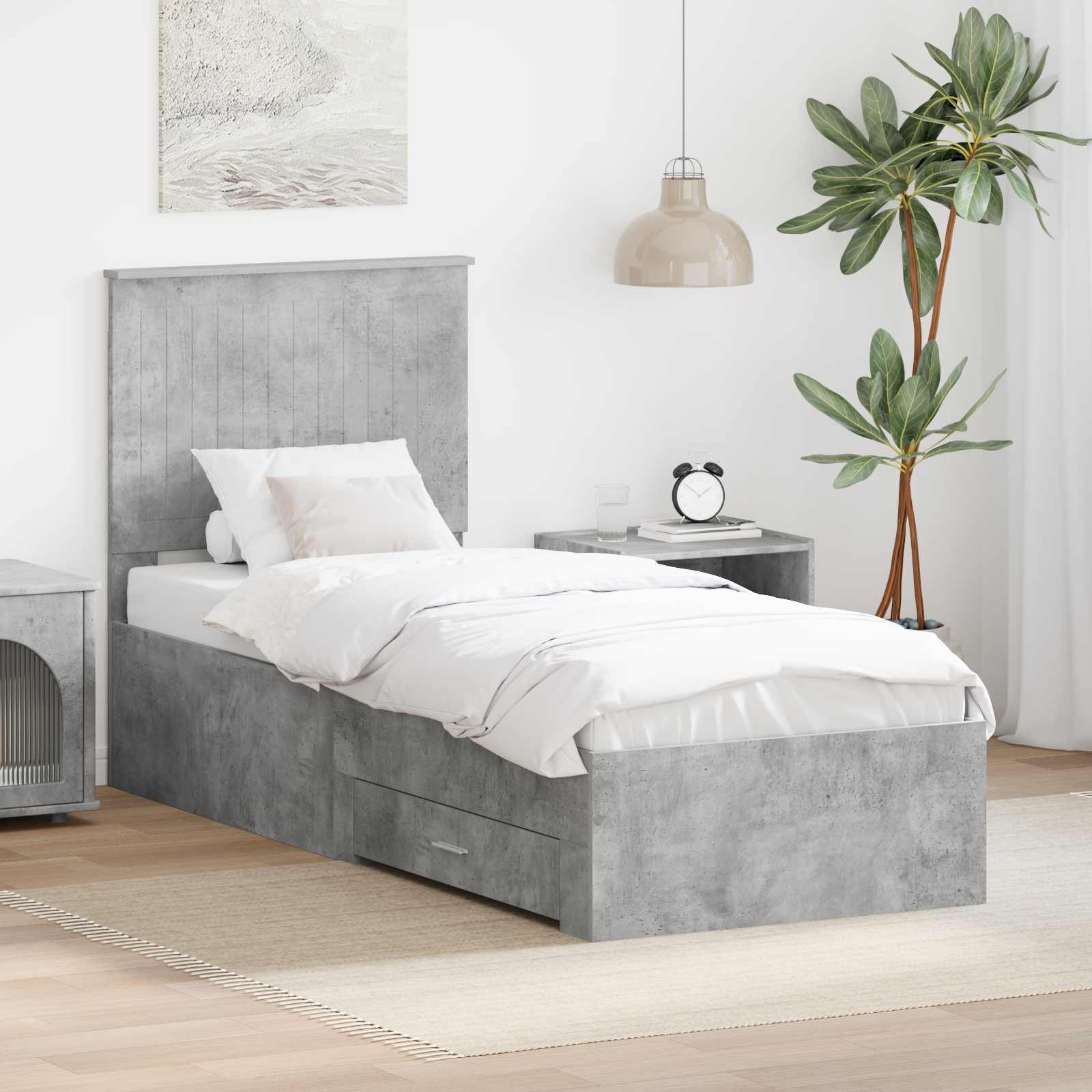 vidaXL Bedframe met lade Zwart en Zilver 200 x 200 cm Bewerkt hout