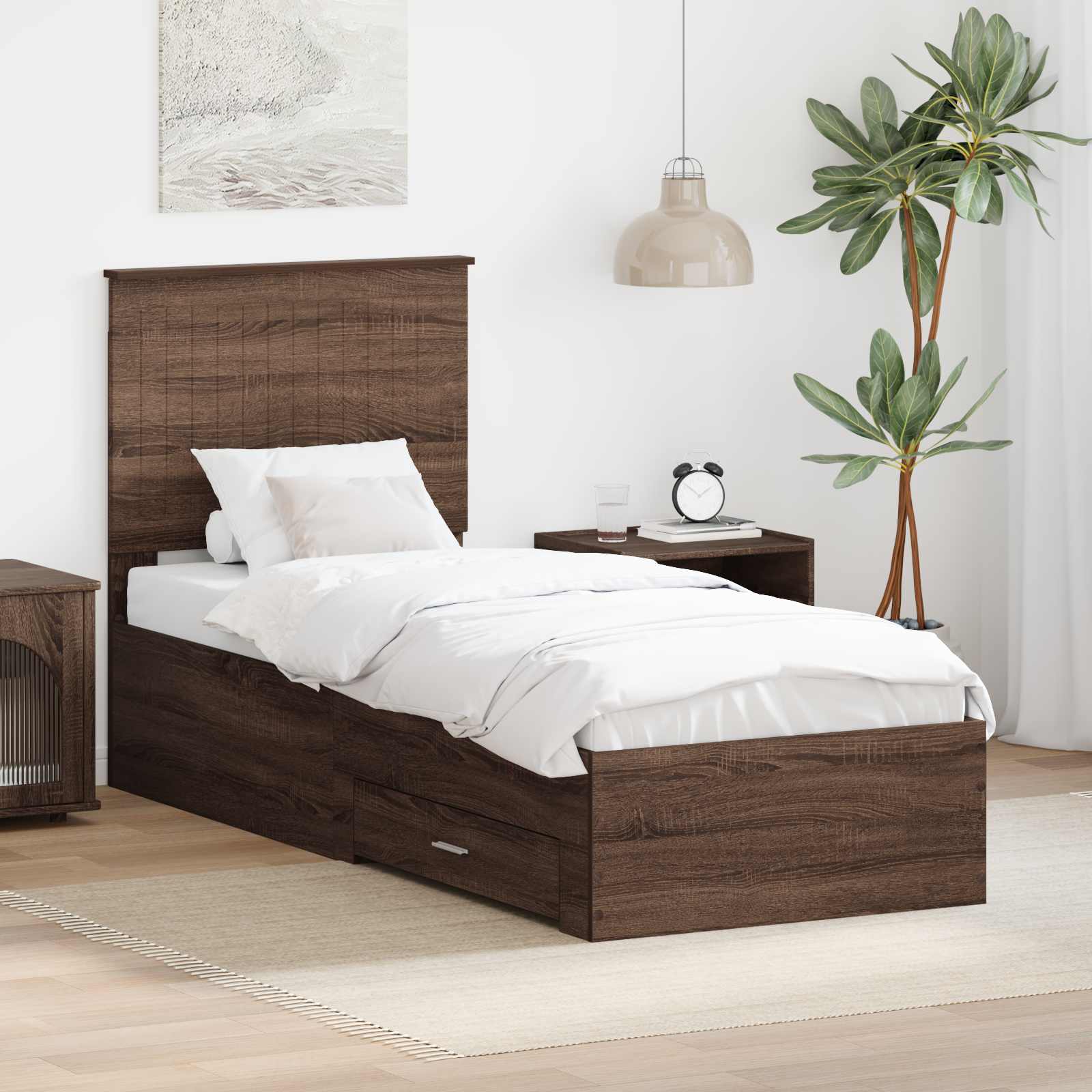 vidaXL Bedframe met lade Zwart en Zilver 200 x 200 cm Bewerkt hout