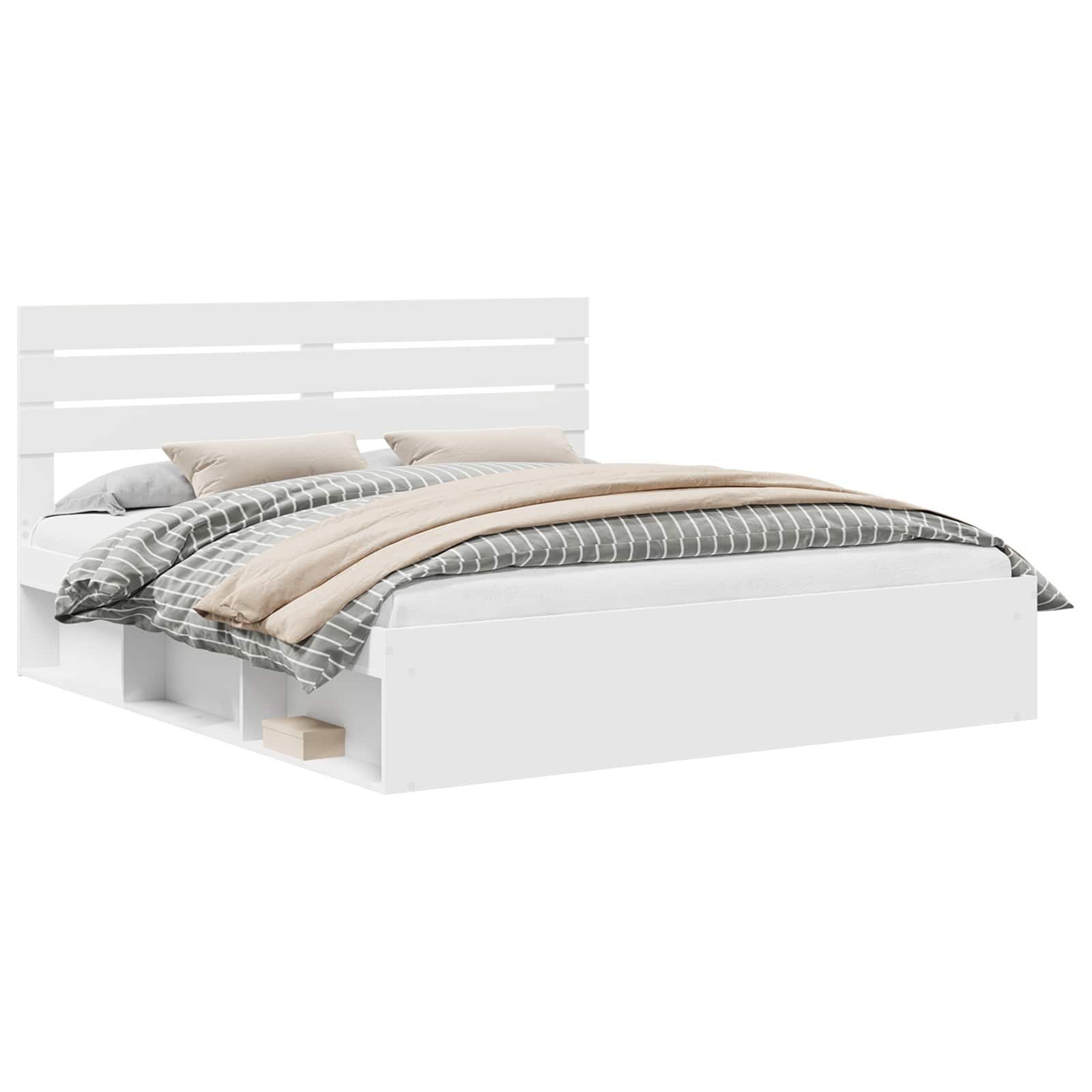 vidaXL Bedframe met hoofdeinde Wit 200 x 200 cm Massief grenenhout