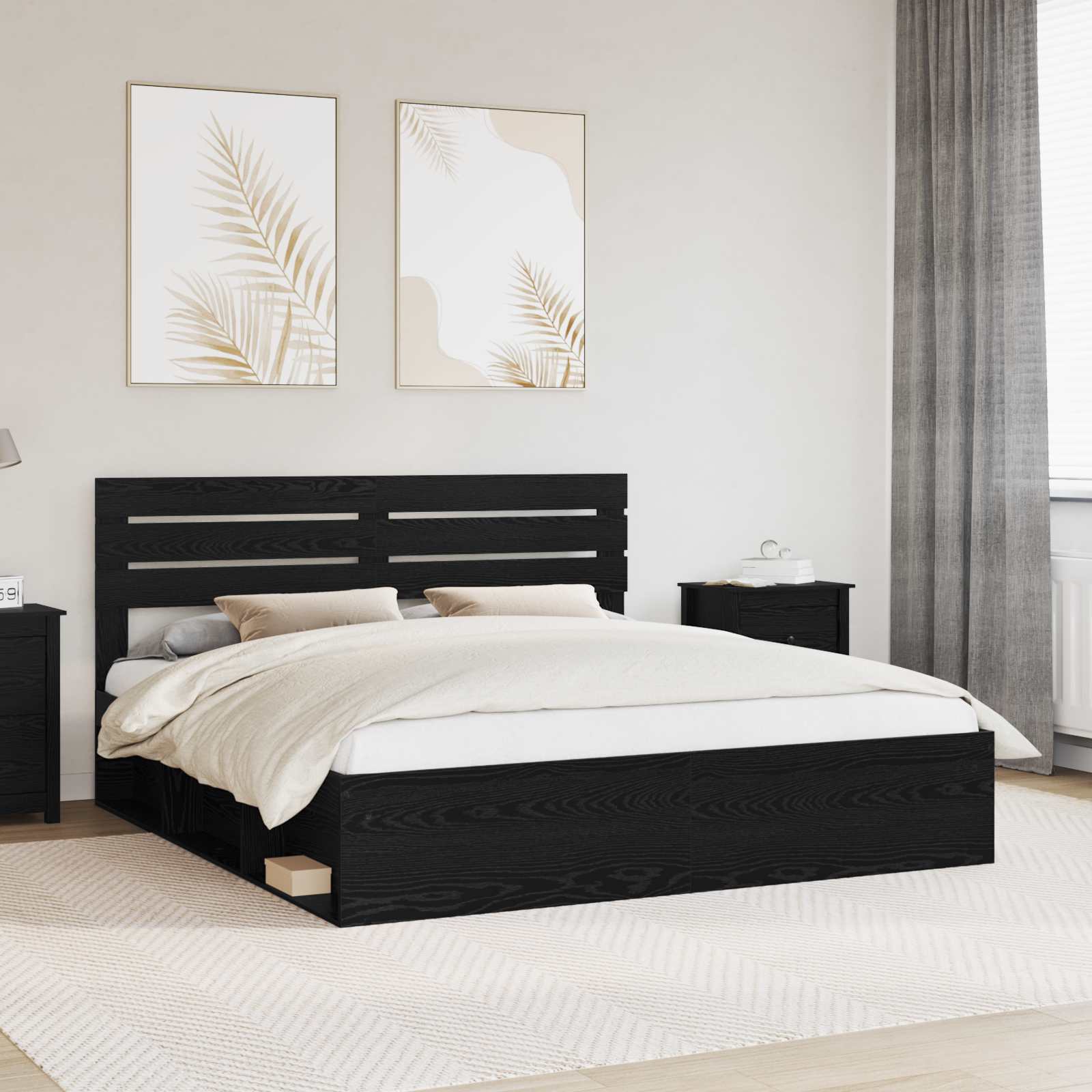 vidaXL Bedframe met hoofdeinde Wit 200 x 200 cm Massief grenenhout