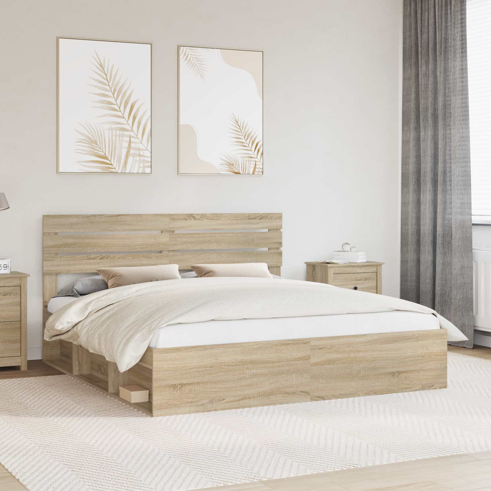 vidaXL Bedframe met hoofdeinde Wit 200 x 200 cm Massief grenenhout