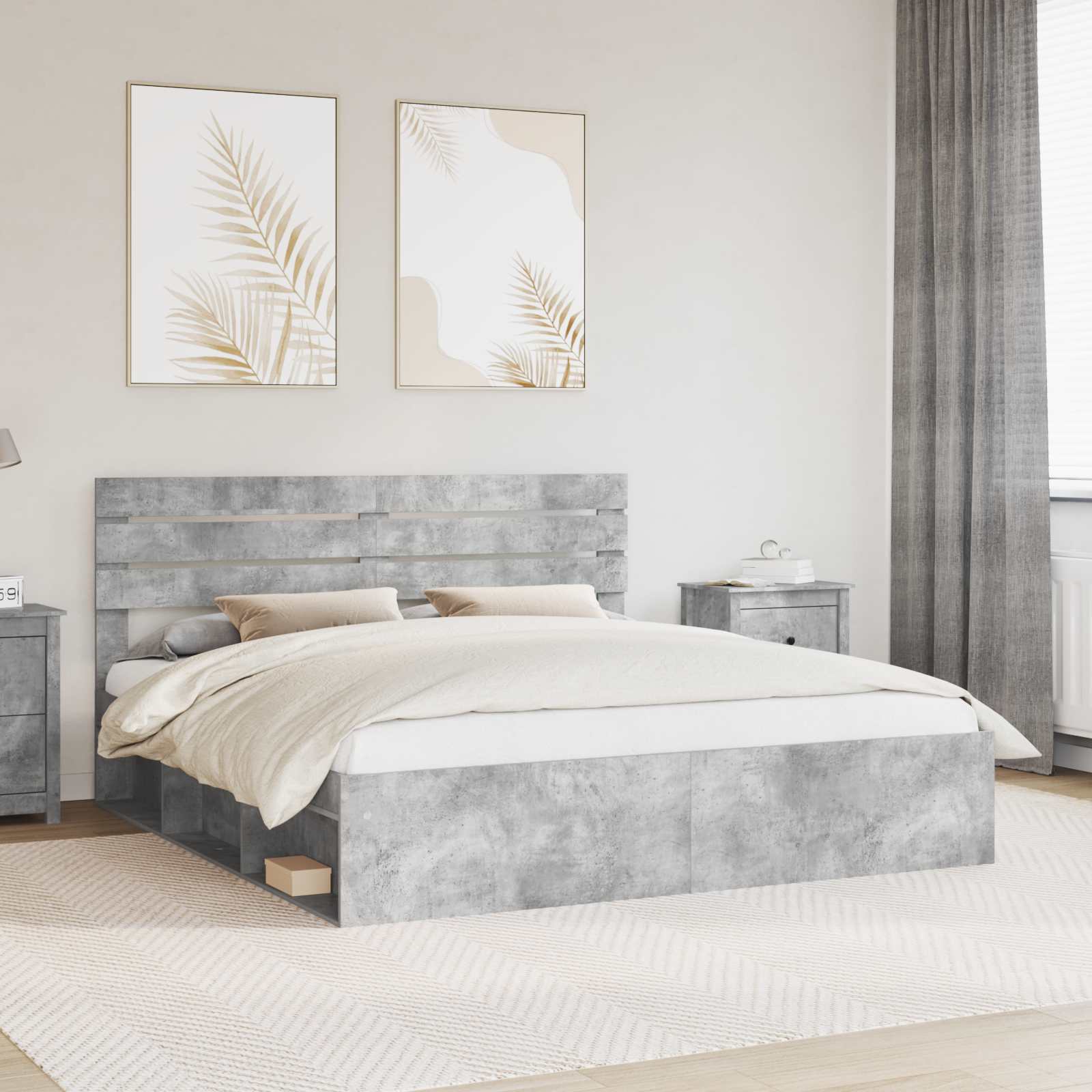 vidaXL Bedframe met hoofdeinde Wit 200 x 200 cm Massief grenenhout