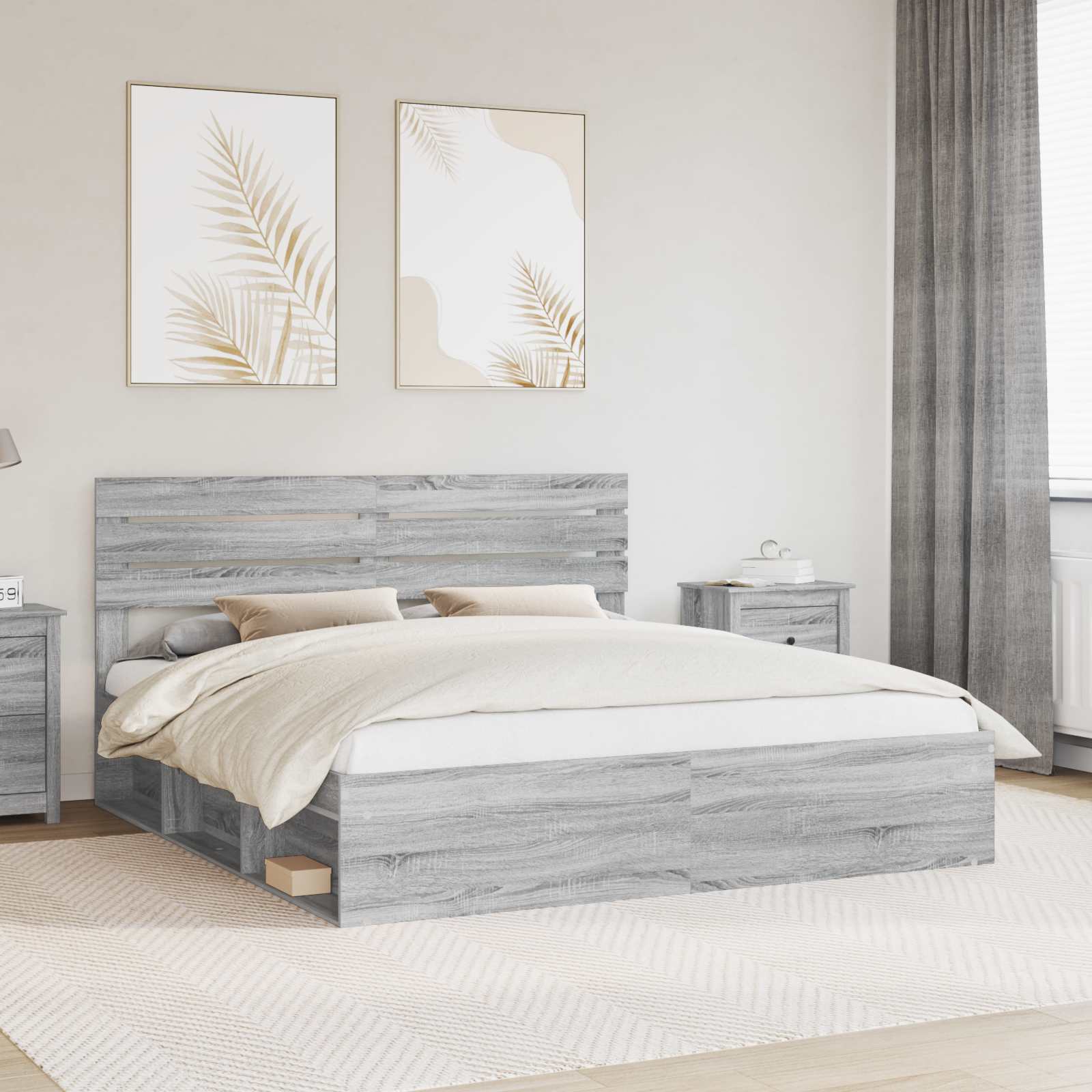 vidaXL Bedframe met hoofdeinde Wit 200 x 200 cm Massief grenenhout