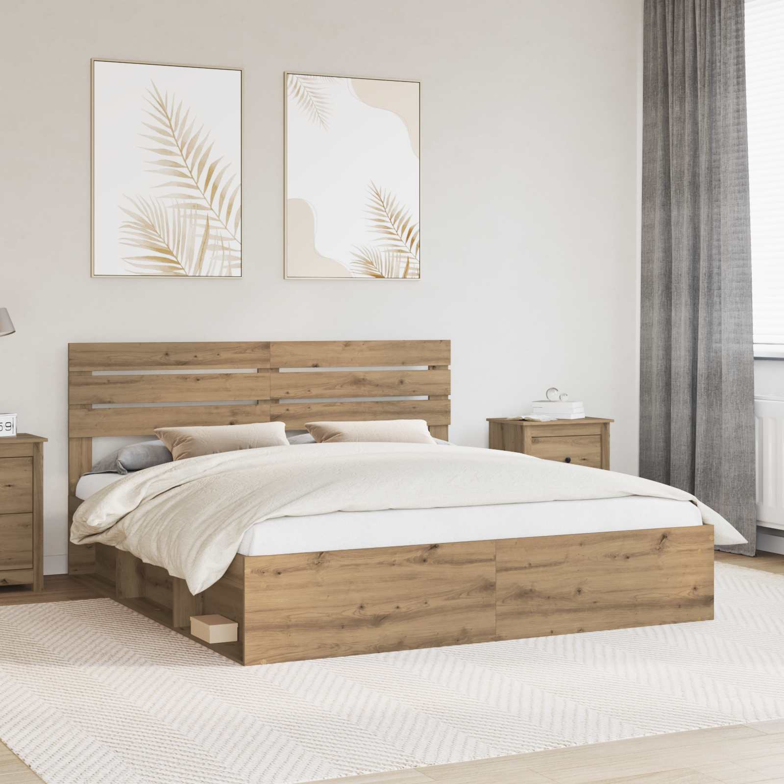 vidaXL Bedframe met hoofdeinde Wit 200 x 200 cm Massief grenenhout