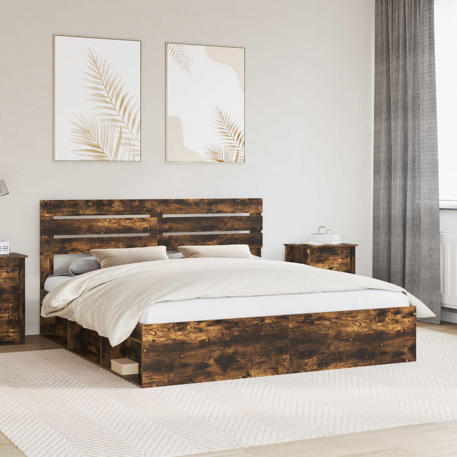 vidaXL Bedframe met hoofdeinde Wit 200 x 200 cm Massief grenenhout