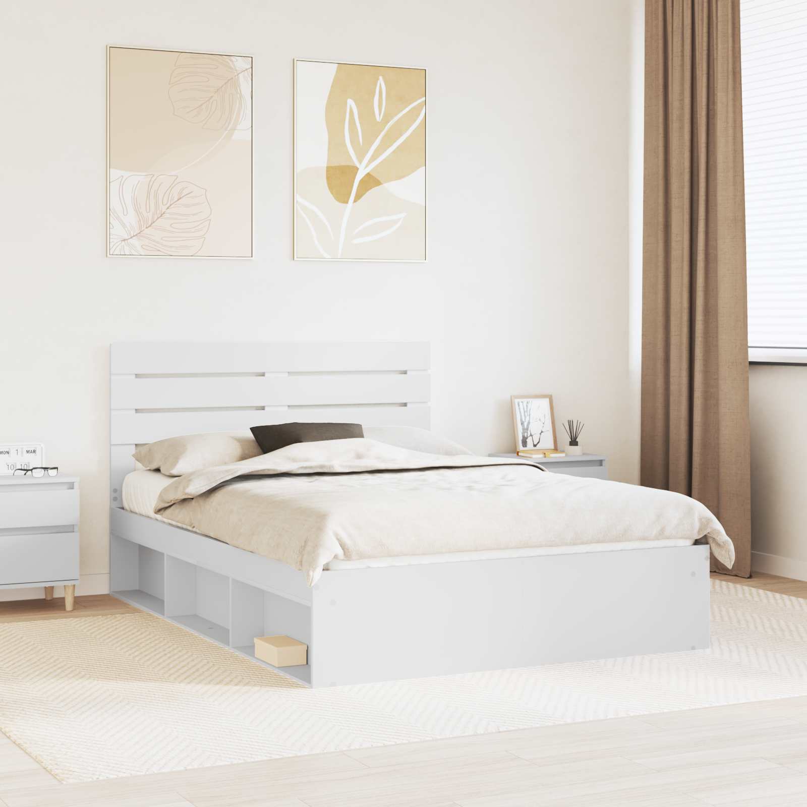 vidaXL Bedframe met hoofdeinde Wit 200 x 200 cm Massief grenenhout