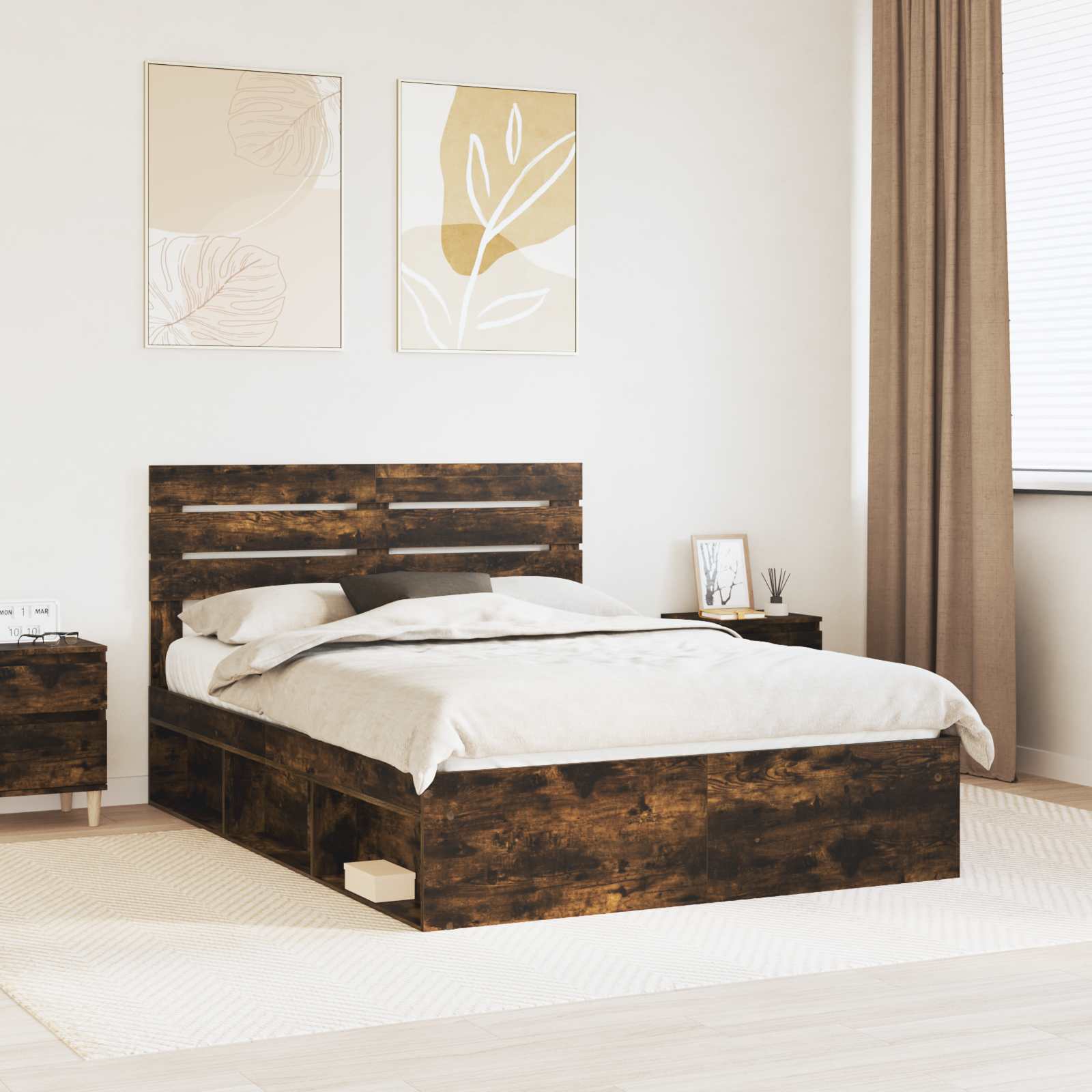 vidaXL Bedframe met hoofdeinde Wit 200 x 200 cm Massief grenenhout