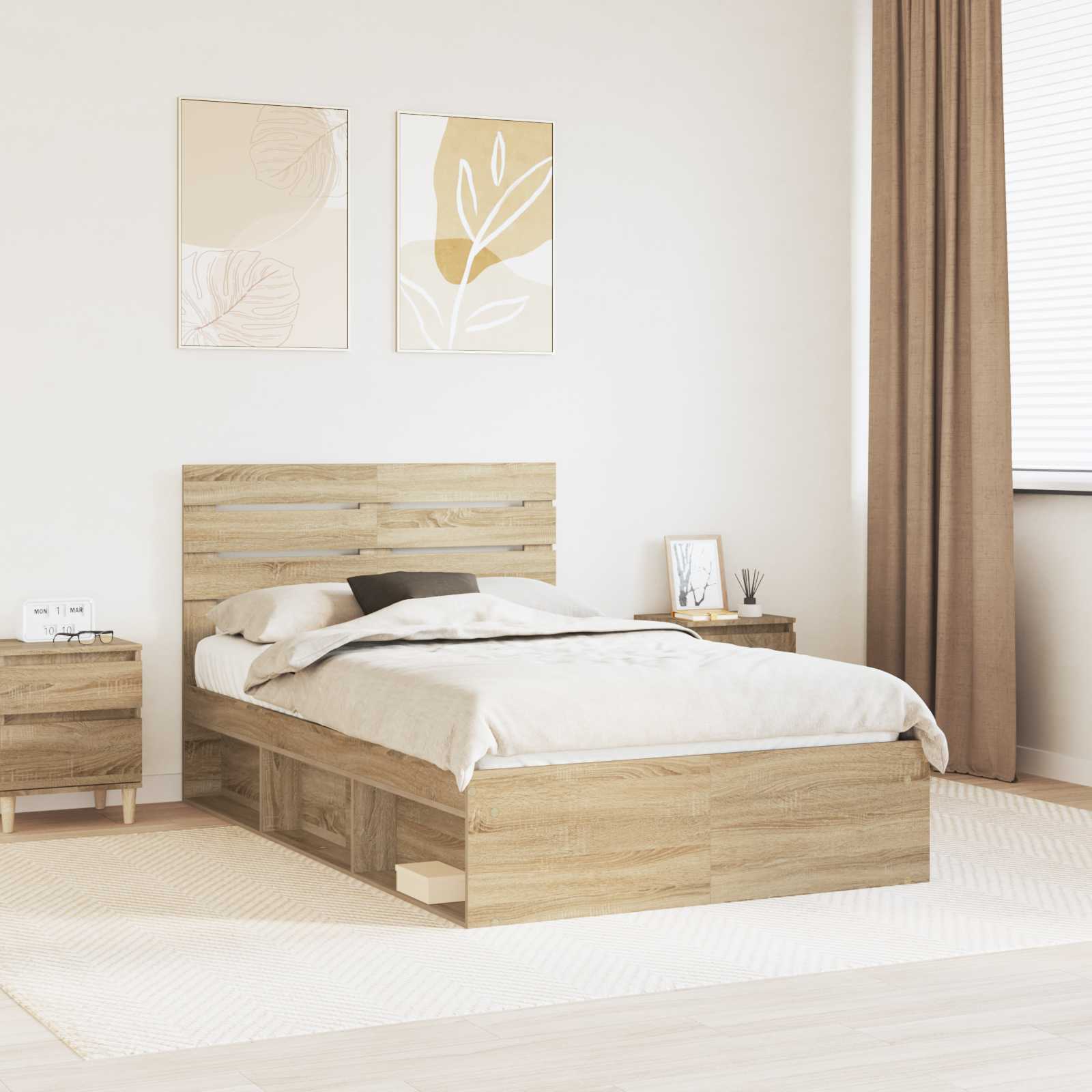 vidaXL Bedframe met hoofdeinde Wit 200 x 200 cm Massief grenenhout